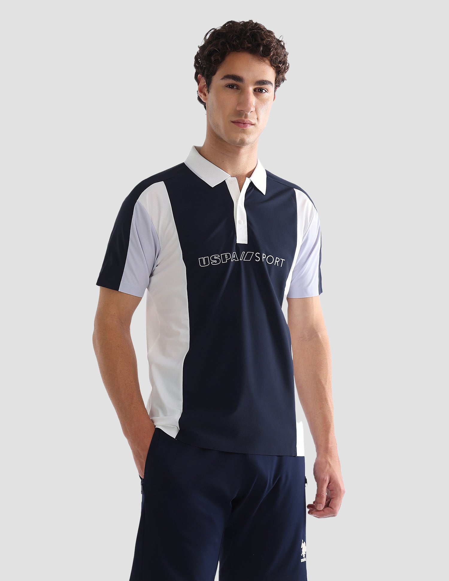 Colourblocked Slim Fit Active Polo Shirt Navy - U.S. Polo Assn. India | Large