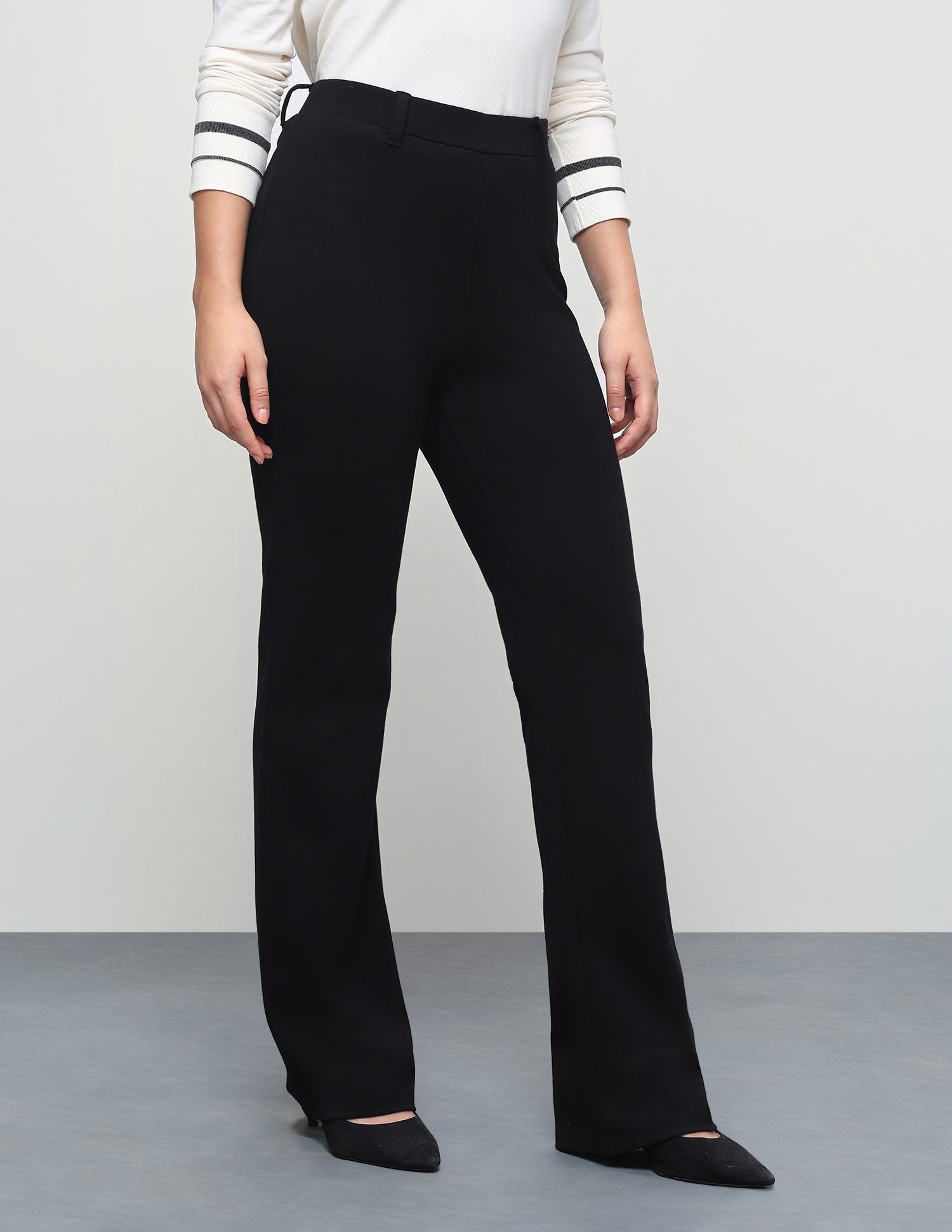 Solid Flared Fit Trouser Black - U.S. Polo Assn. India | Large