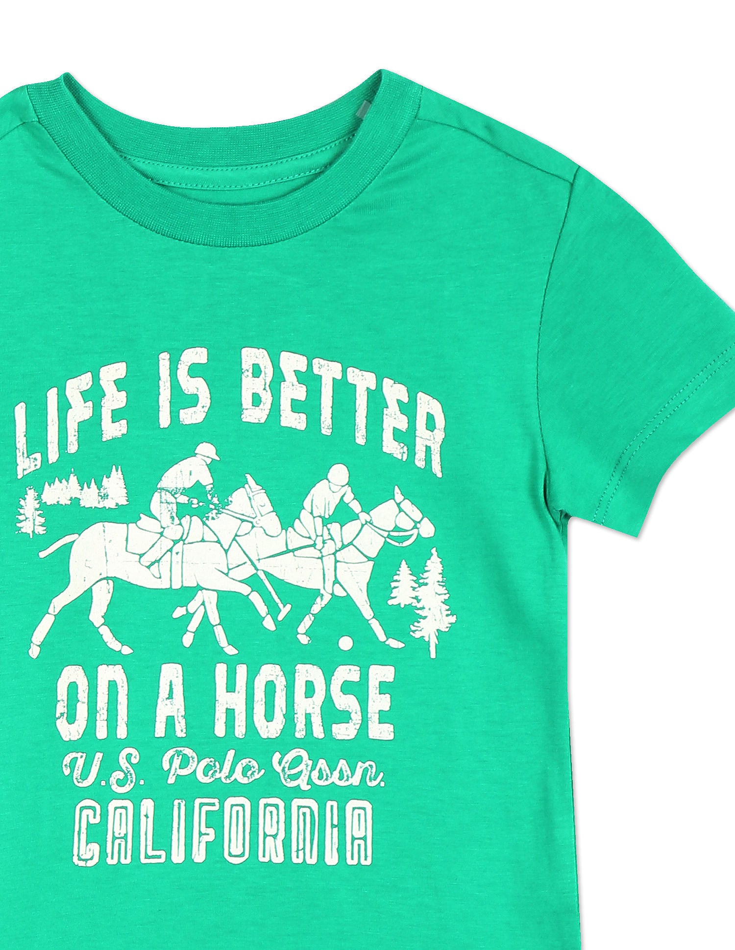 Boys Green Crew Neck Graphic Print T-Shirt Green - U.S. POLO ASSN. | Large