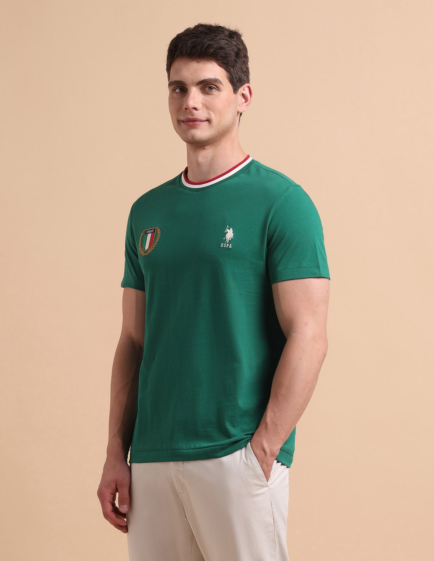 Solid Pure Cotton T-Shirt Dark Green - U.S. POLO ASSN. | Large