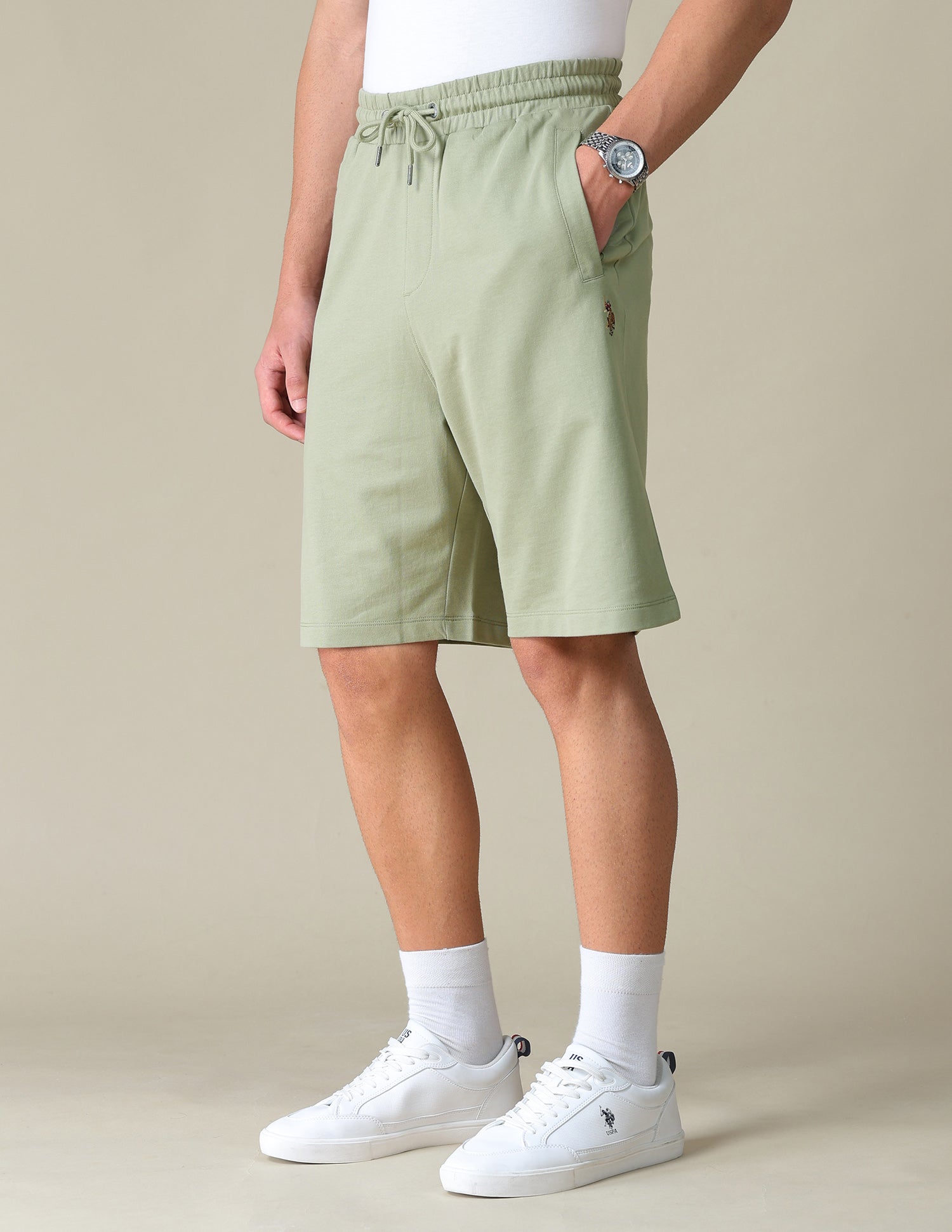 Regular Fit Knitted Shorts Light Green - U.S. Polo Assn. India | Large