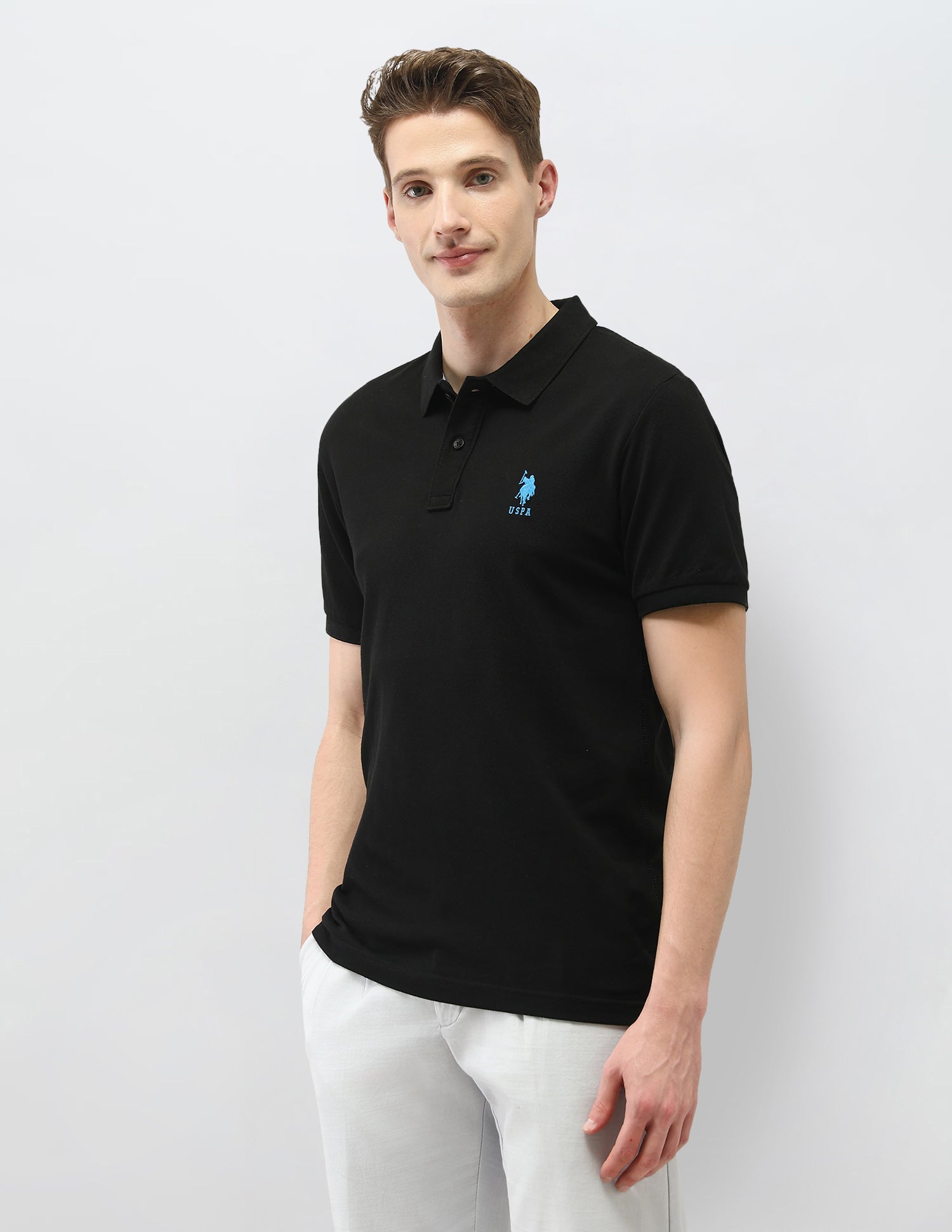Solid Slim Fit Polo Shirt Black - U.S. Polo Assn. India | Large