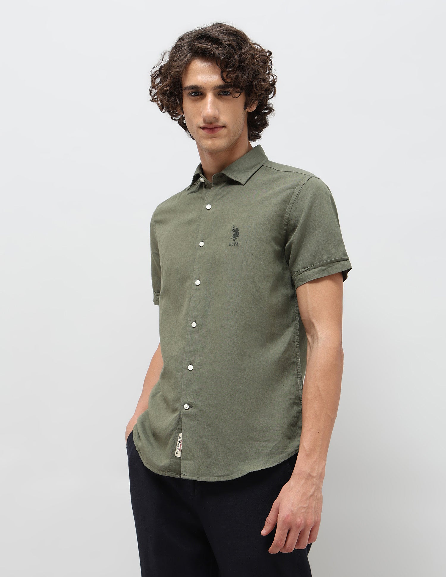 Solid Regular Fit Shirt Olive - U.S. Polo Assn. India | Large