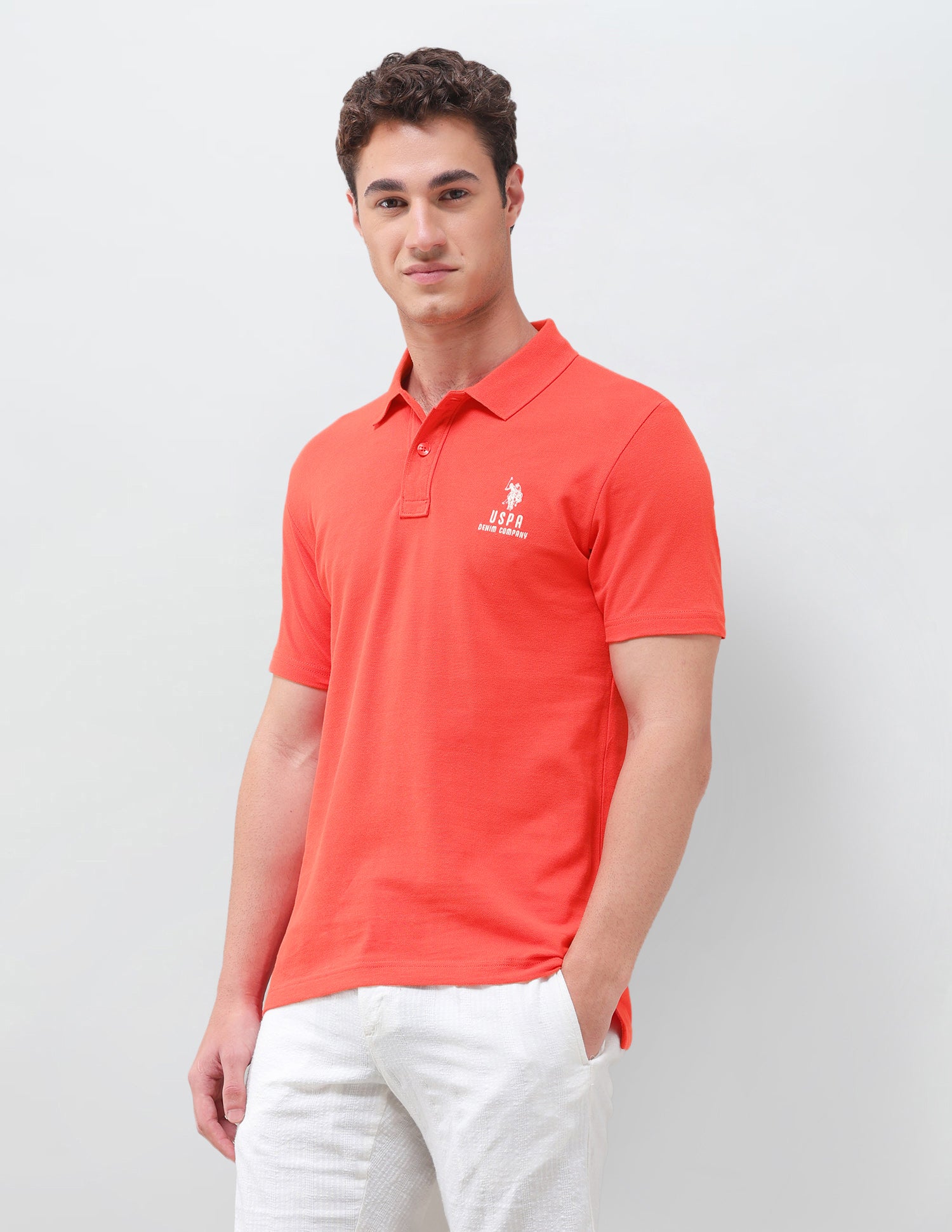 Solid Slim Fit Polo Shirt Red - U.S. Polo Assn. India | Large
