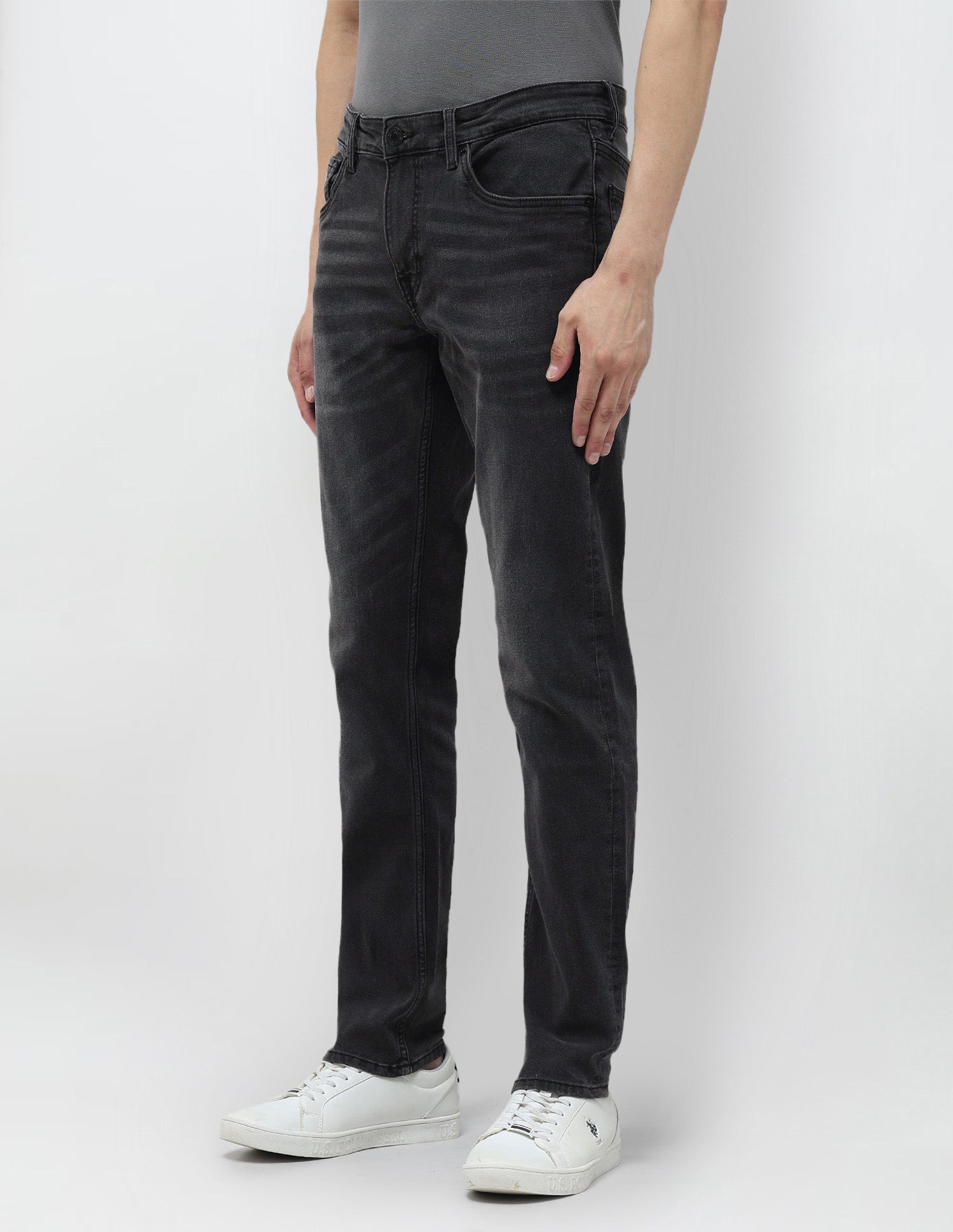 Brandon Slim Tapered Fit Whiskered Jeans Black - U.S. POLO ASSN. | Large