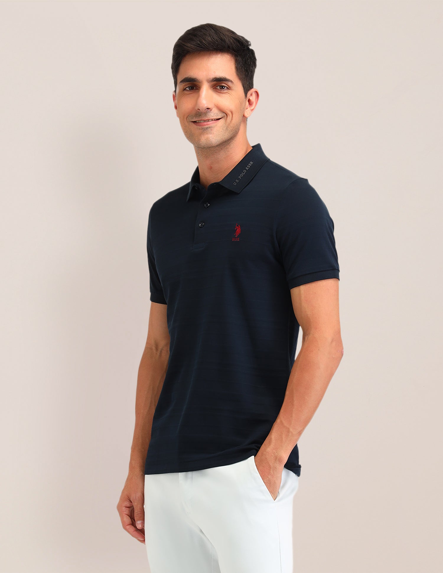 Horizontal Striped Slim Fit Polo Shirts Navy - U.S. Polo Assn. India | Large
