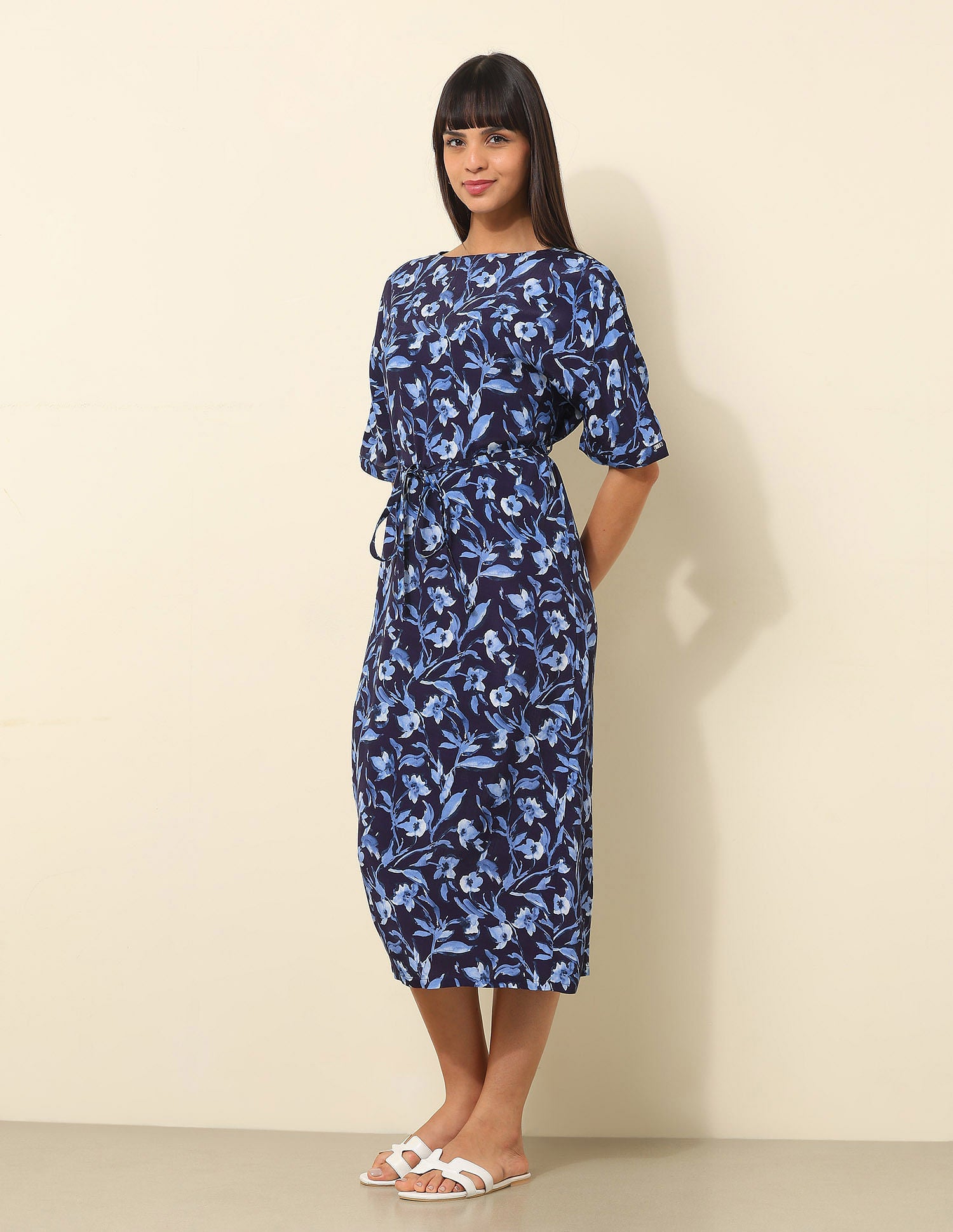 Floral Printed Fit & Flare Midi Dress Multi-colour - U.S. Polo Assn. India | Large