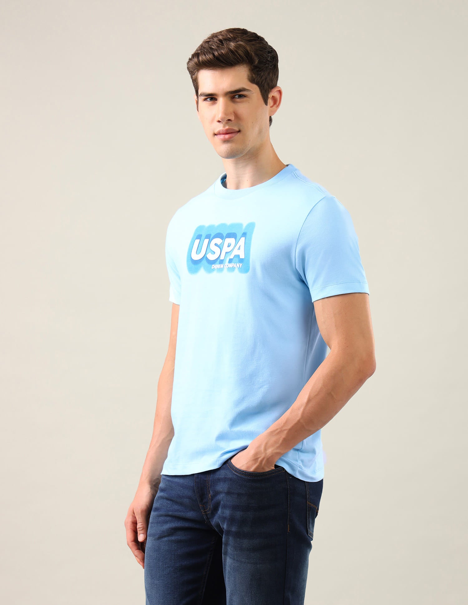 Brand Printed Regular Fit T-Shirt Blue - U.S. Polo Assn. India | Large