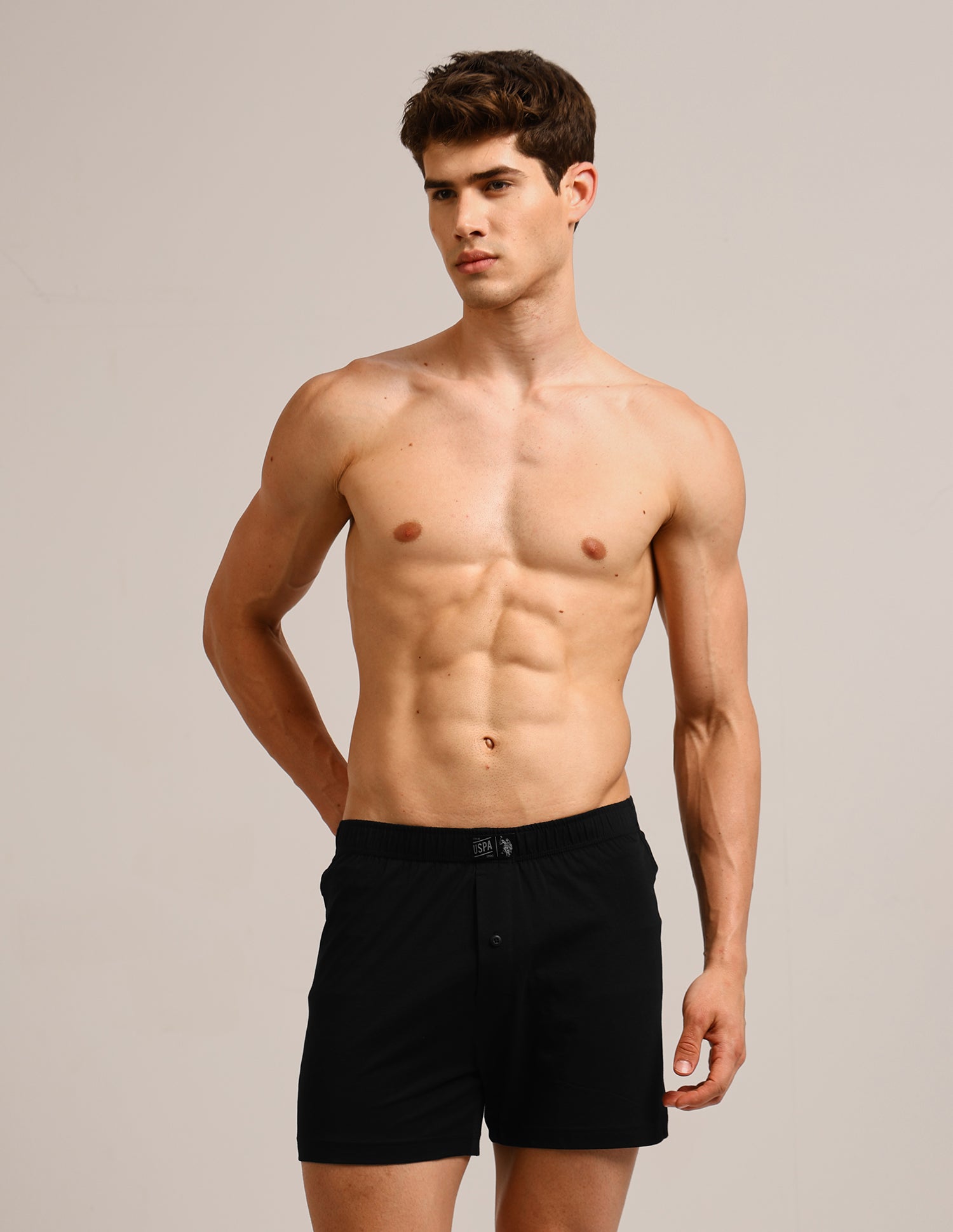 Pure Cotton OEX01 Boxers - Pack Of 2 Black and Grey - U.S. Polo Assn. India | Large