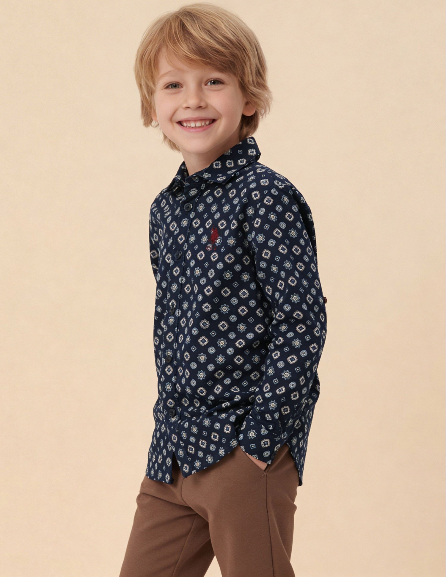 Floral geometric Twill Shirt Navy - U.S. Polo Assn. India | Large