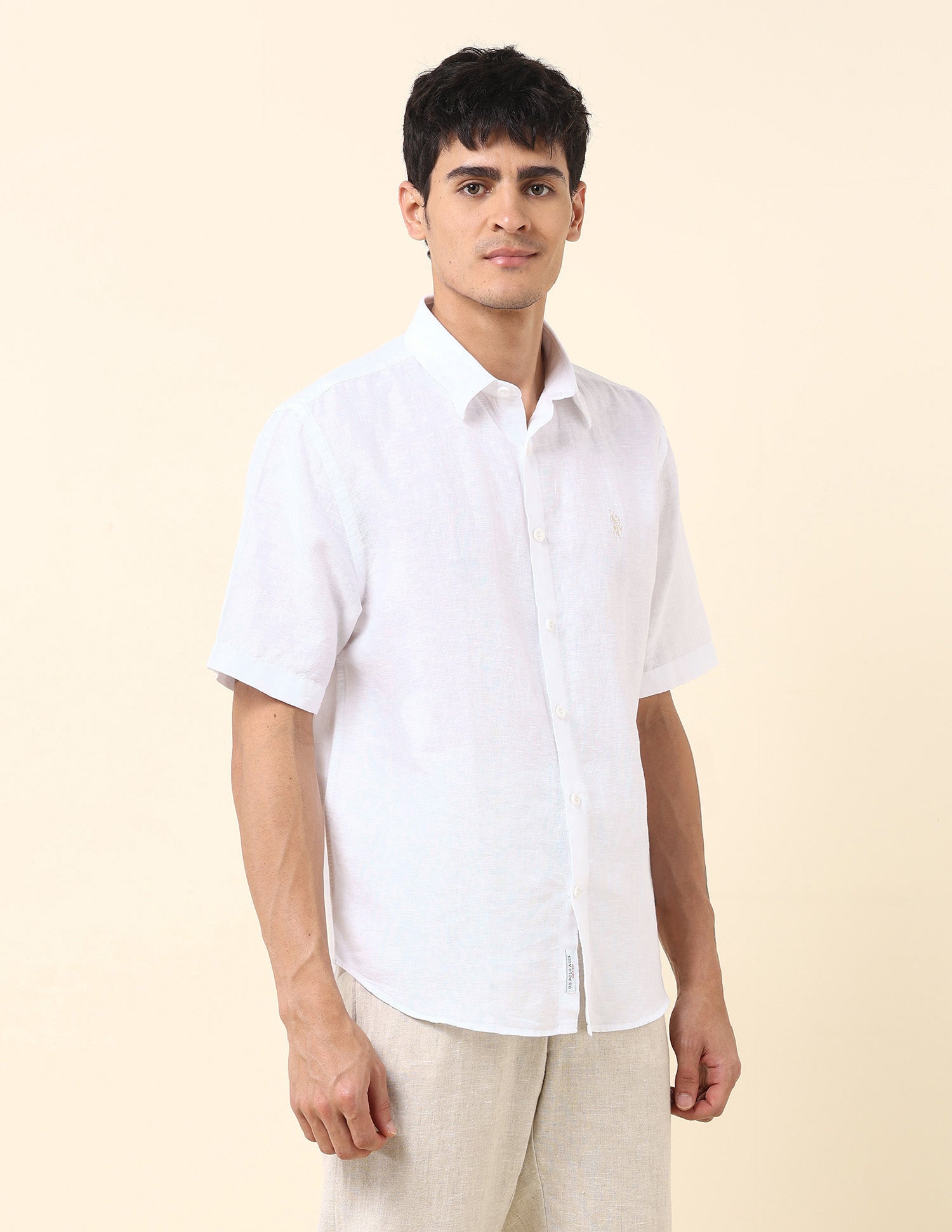 Solid Tailored Fit Amsler Shirt White - U.S. Polo Assn. India | Large
