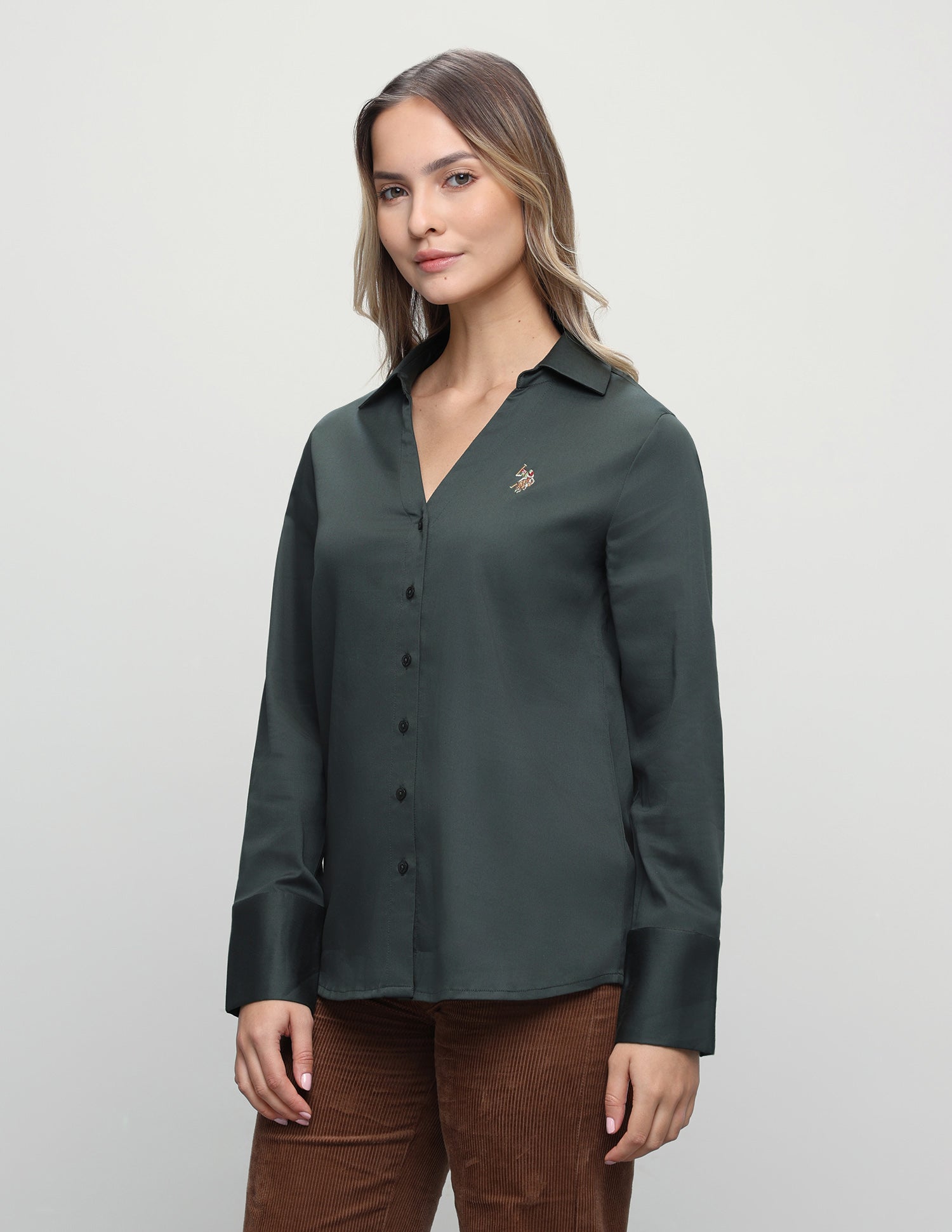 Solid Regular Fit Shirt Dark Green - U.S. Polo Assn. India | Large