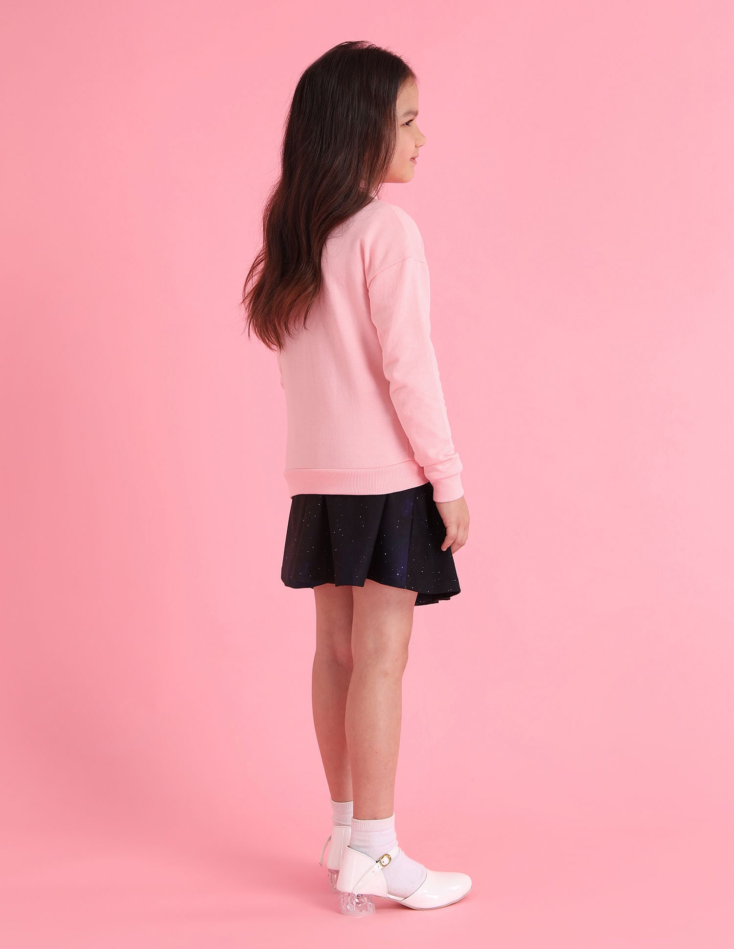 Girls Knitted Printed Sweatshirt Light pink - U.S. POLO ASSN. | Large