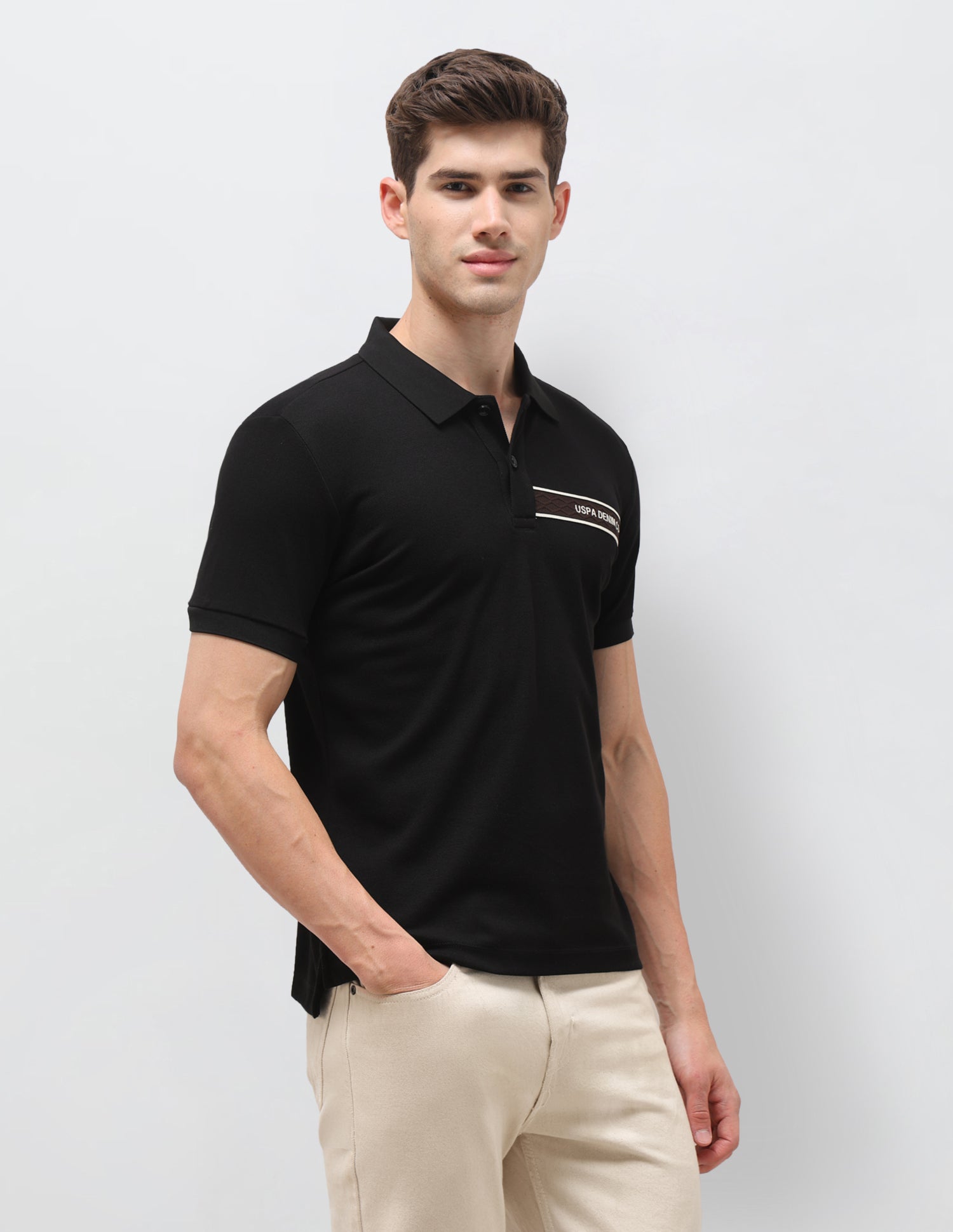 Solid Slim Fit Polo Shirt Black - U.S. Polo Assn. India | Large