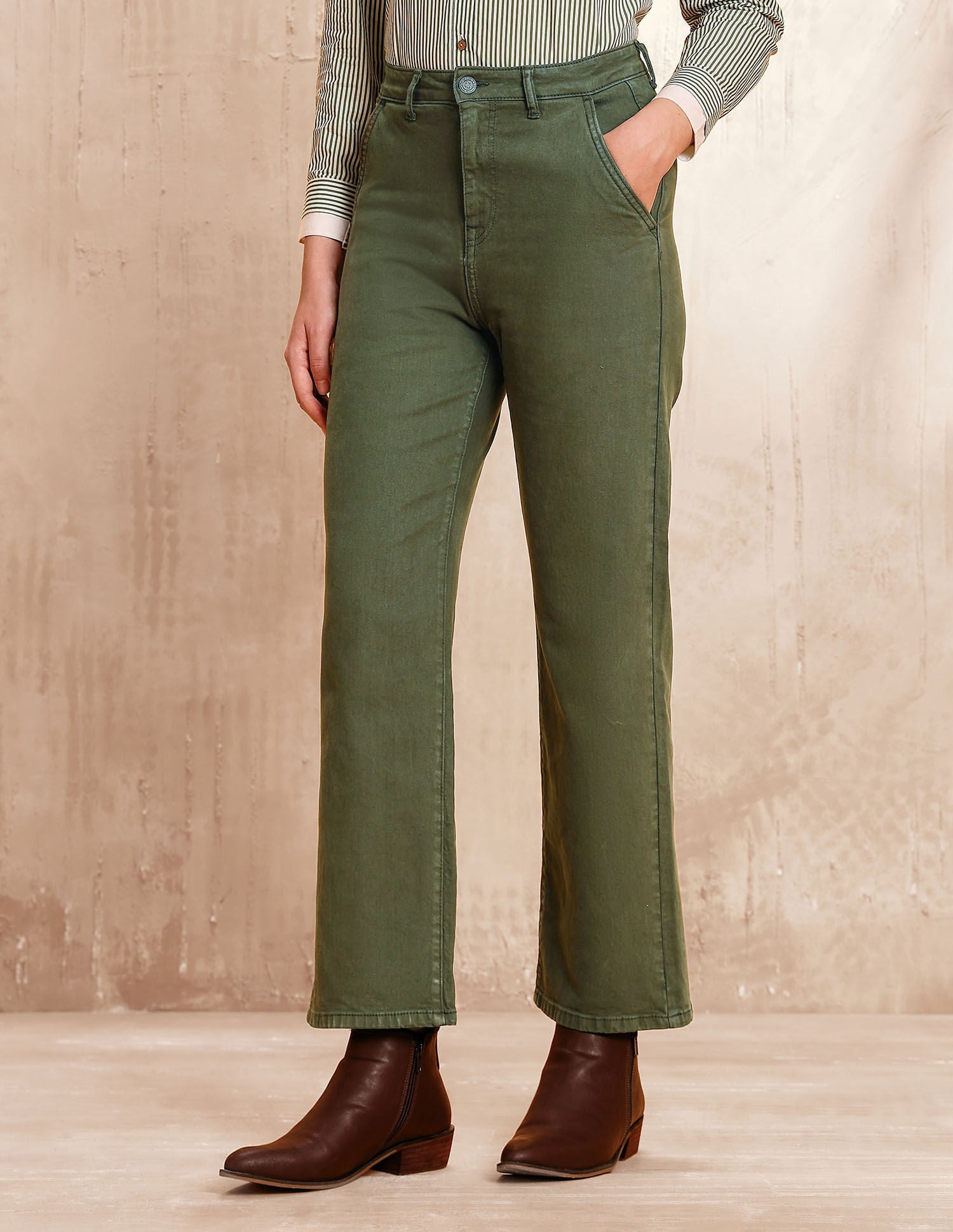 High Rise Straight Fit Jeans Green - U.S. POLO ASSN. | Large