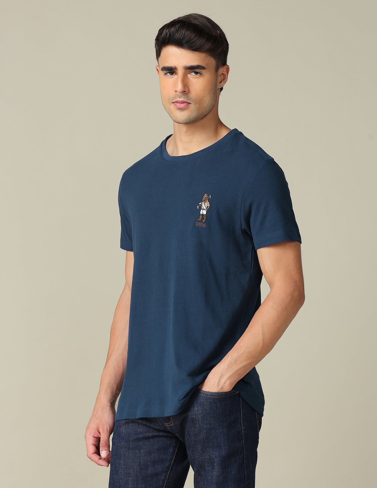 Pure Cotton Regular Fit T- Shirt Navy - U.S. POLO ASSN. | Large