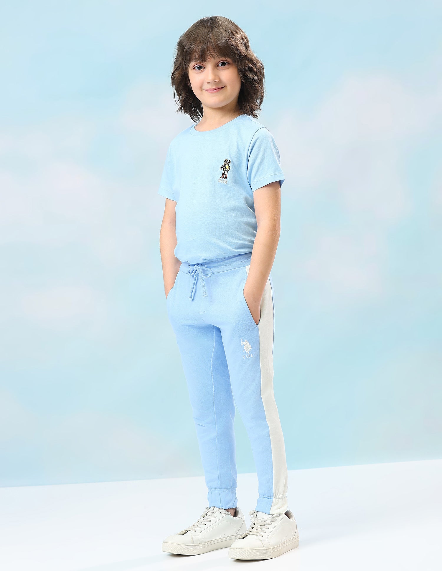 Solid Mid Rise Joggers Blue - U.S. Polo Assn. India | Large