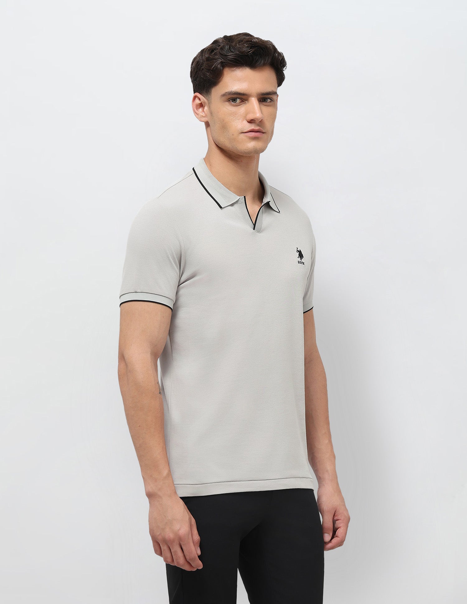 Solid Slim Fit Polo Shirt Light Grey - U.S. POLO ASSN. | Large