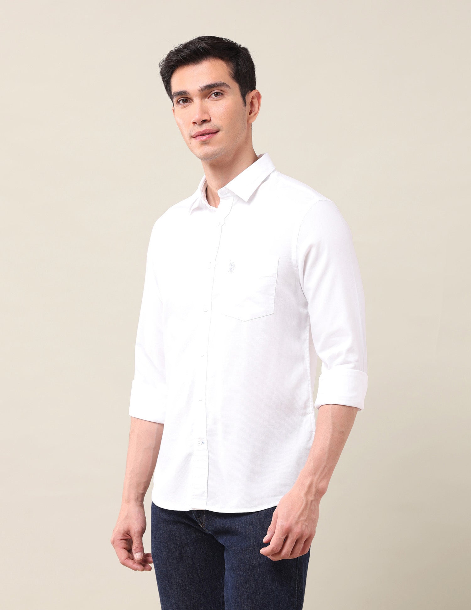 Tailored Fit Dobby Shirt White - U.S. Polo Assn. India | Large