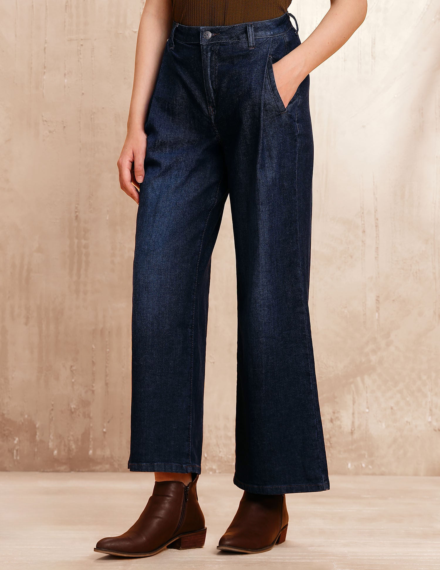 High Rise Wide-leg Fit Jeans Blue - U.S. POLO ASSN. | Large