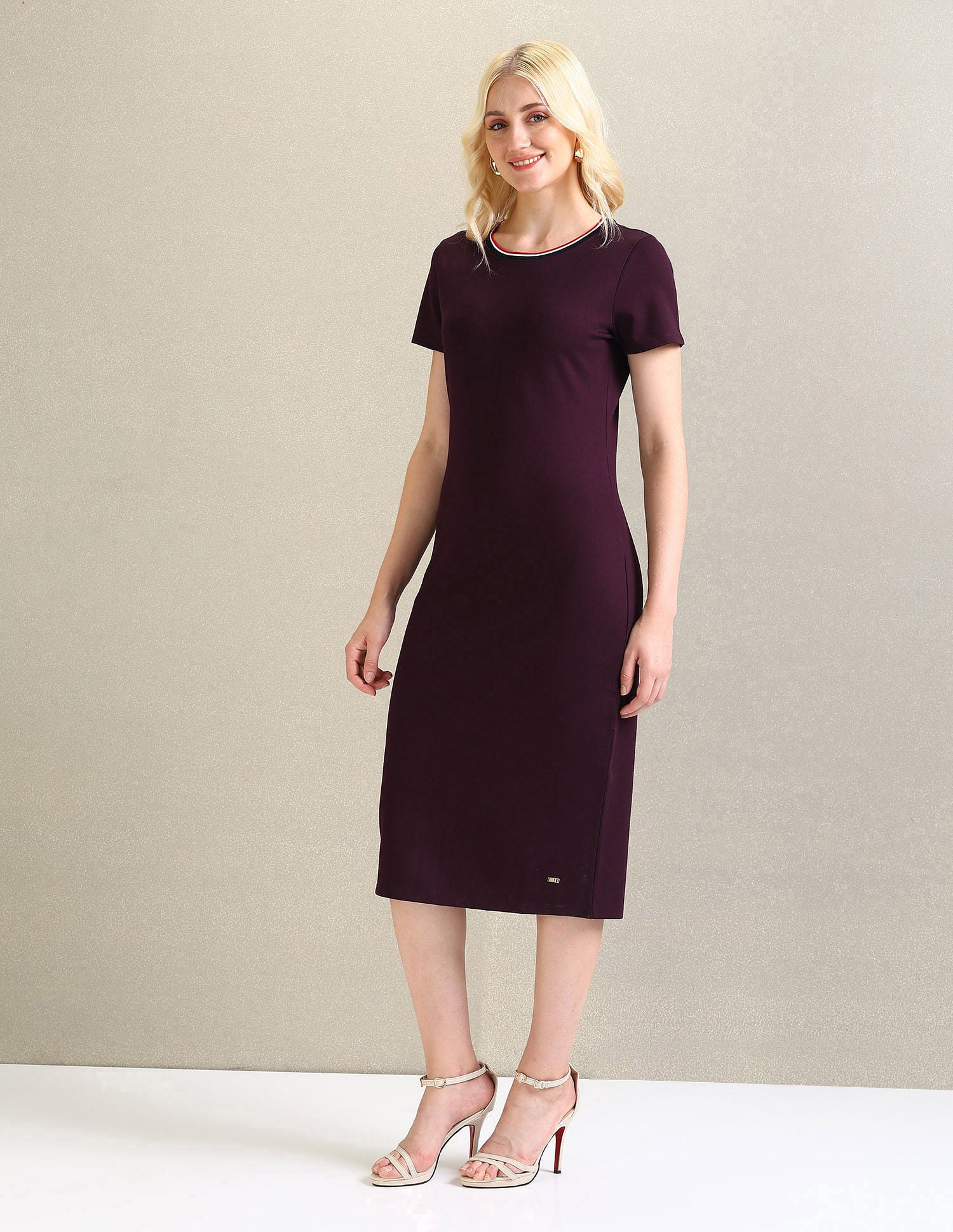 Ponte Roma Knit Sheath Dress Wine - U.S. POLO ASSN. | Large
