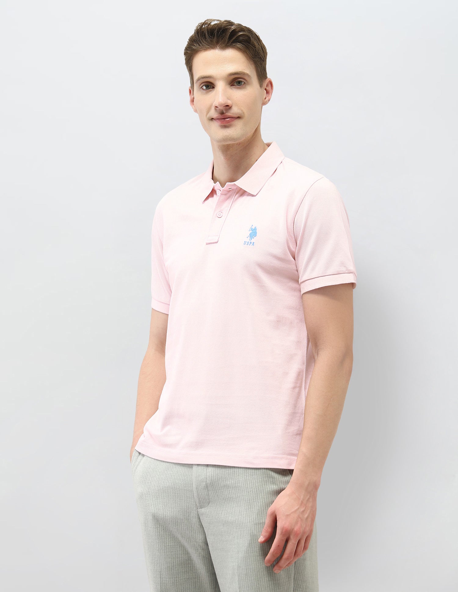Solid Slim Fit Polo Shirt Light Pink - U.S. Polo Assn. India | Large