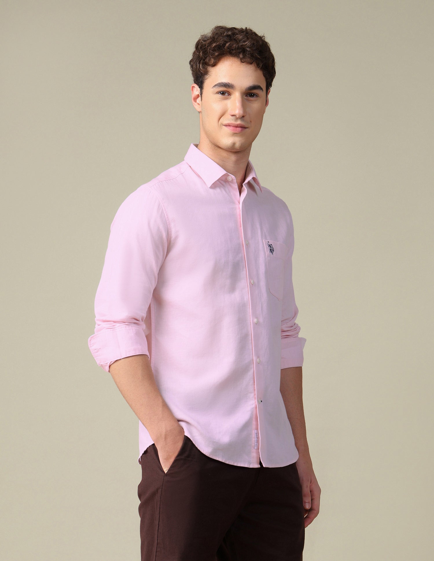 Solid Tailored Fit Shirt Pink - U.S. Polo Assn. India | Large