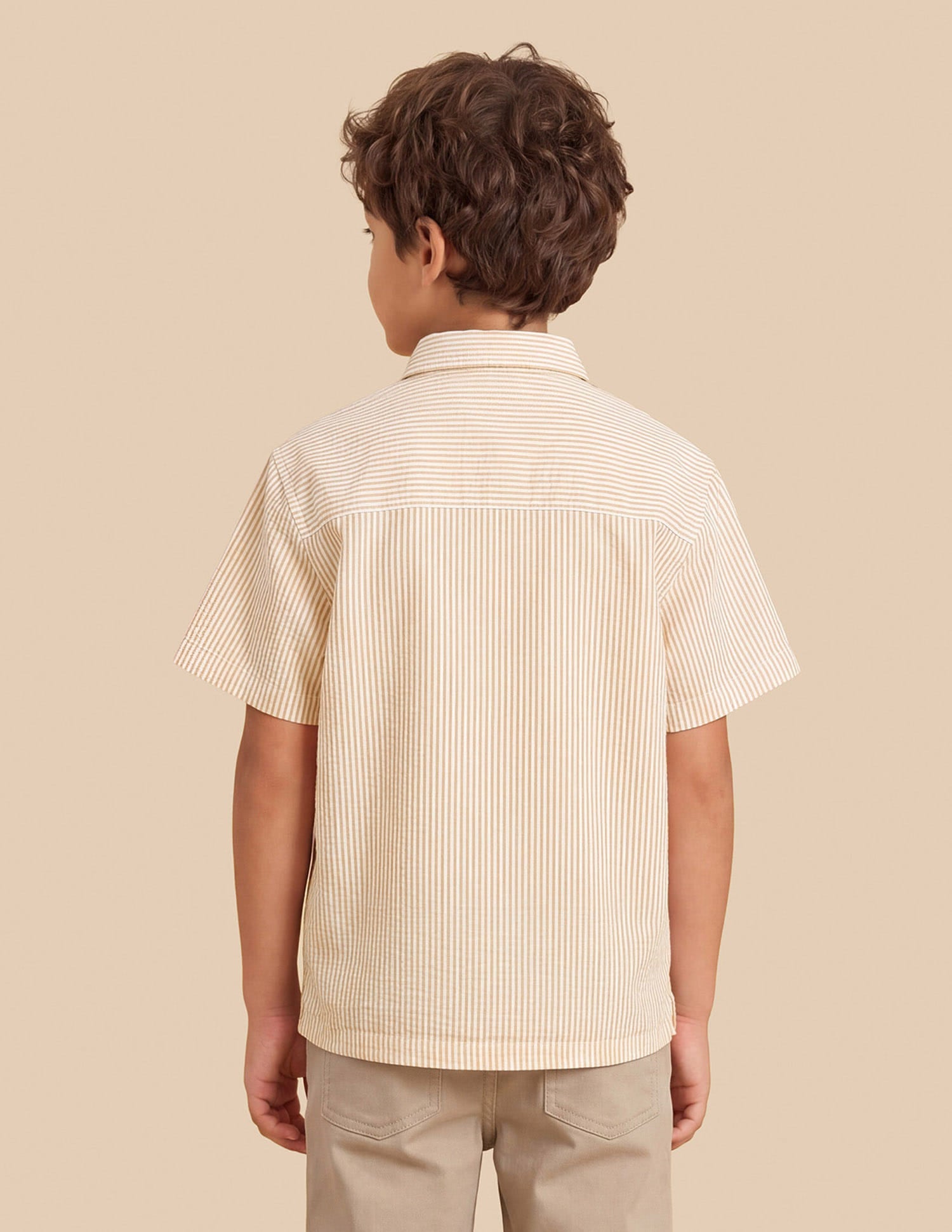 Vertical Striped Boxy Fit Shirt Mustard - U.S. Polo Assn. India | Large