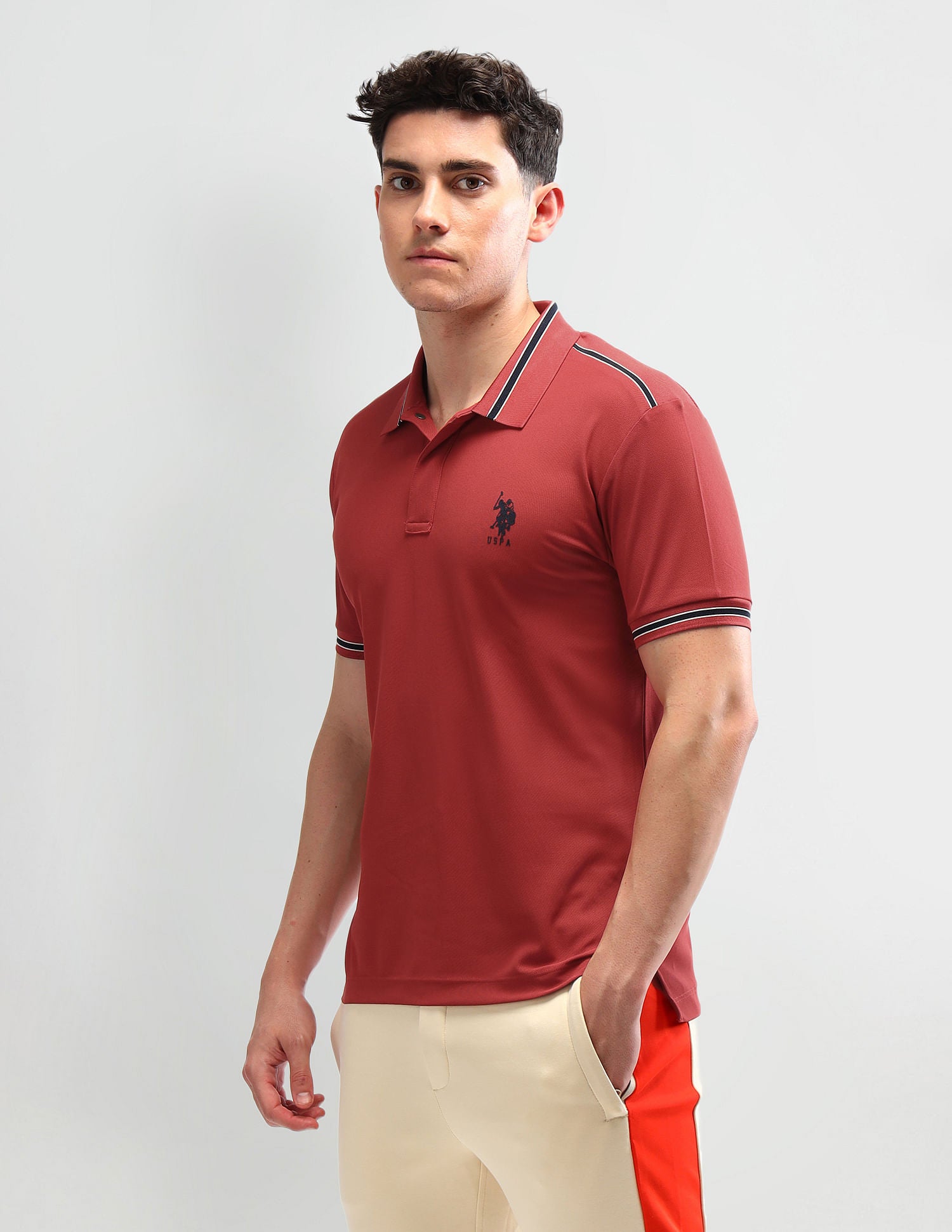 Slim Fit Solid Polo Shirt Maroon - U.S. Polo Assn. India | Large