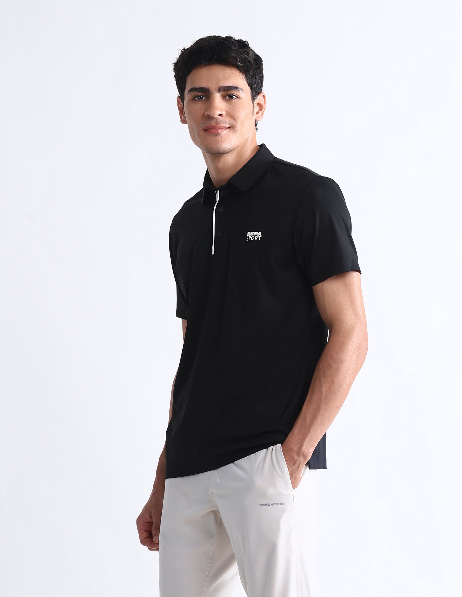 Solid Slim Fit Polo Shirt Black - U.S. Polo Assn. India | Large