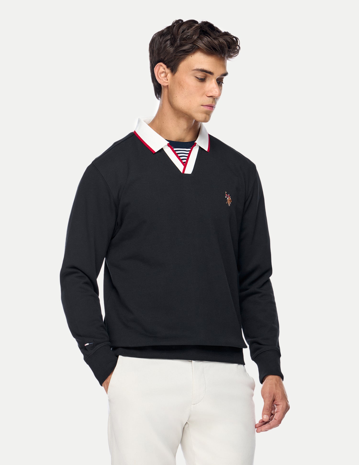 Solid Relaxed Fit Sweatshirt Black - U.S. Polo Assn. India | Large