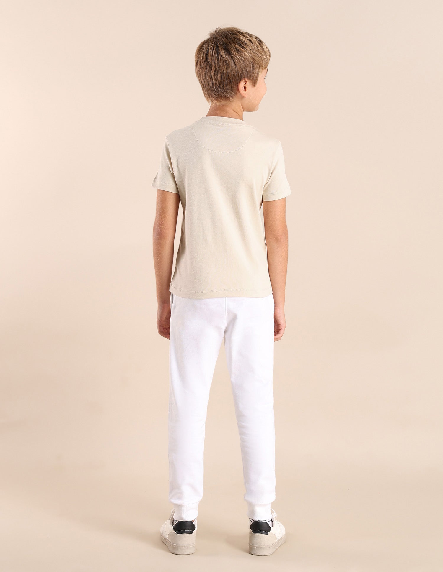 Boys Brand Printed Regular Fit T-Shirt Beige - U.S. POLO ASSN. | Large