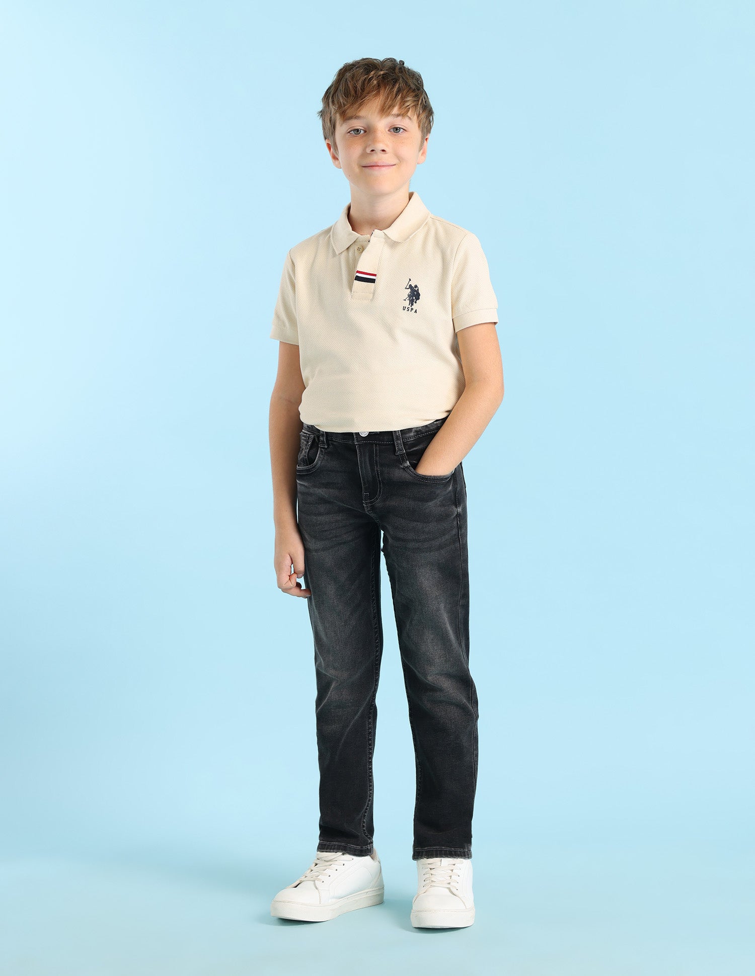 Boys Mid Rise Slim Fit Jeans Black - U.S. POLO ASSN. | Large