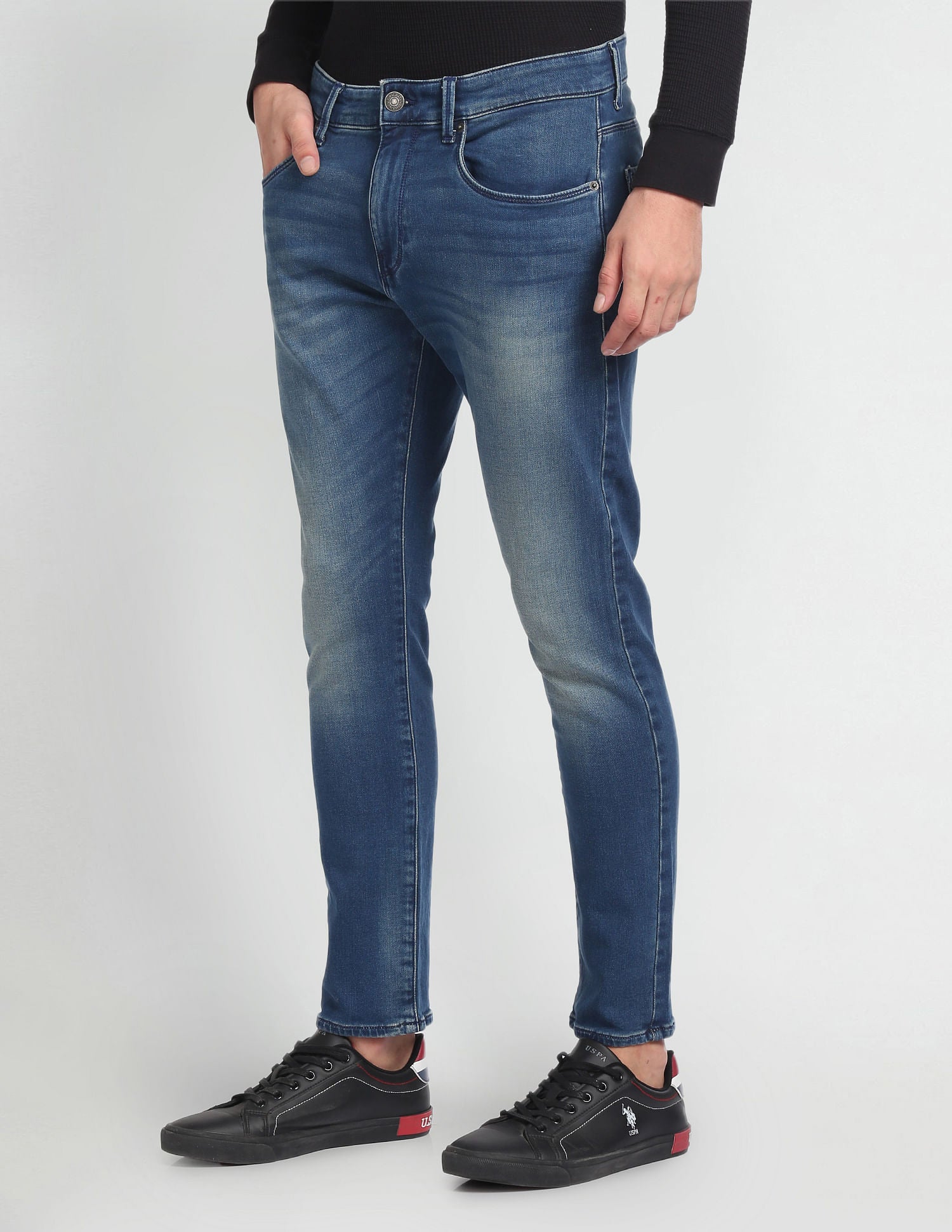 Henry Cropped Fit Mid Rise Jeans Blue - U.S. Polo Assn. India | Large