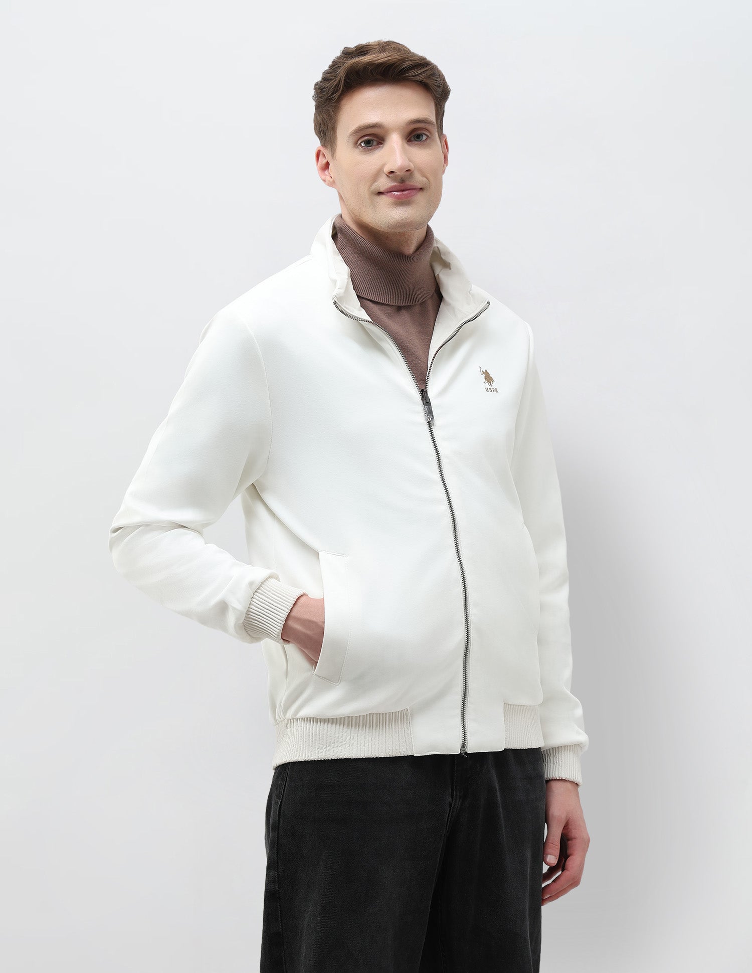 Reversible Solid Regular Fit Jacket Ecru - U.S. Polo Assn. India | Large