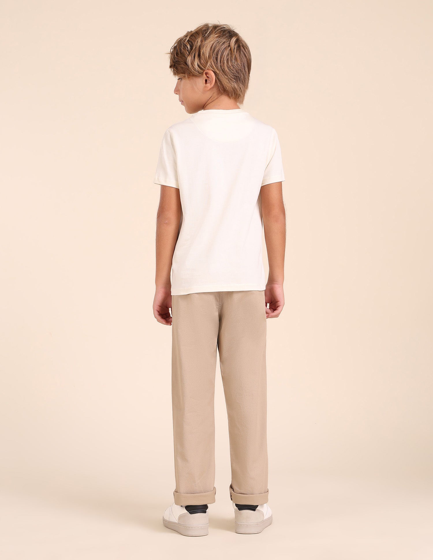 Boys Regular Fit Horizontal Striped T-Shirt Beige - U.S. POLO ASSN. | Large