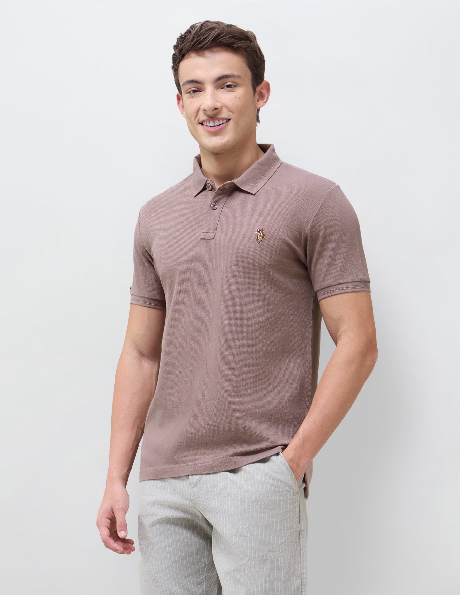 Solid Slim Fit Polo Shirt Peach - U.S. Polo Assn. India | Large