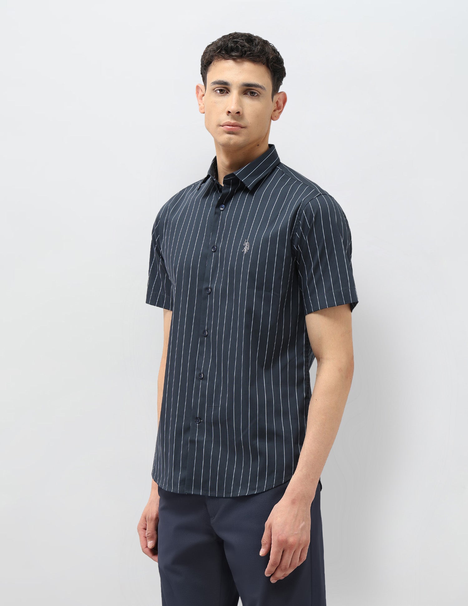 Vertical Striped Twill Shirt Teal - U.S. POLO ASSN. | Large