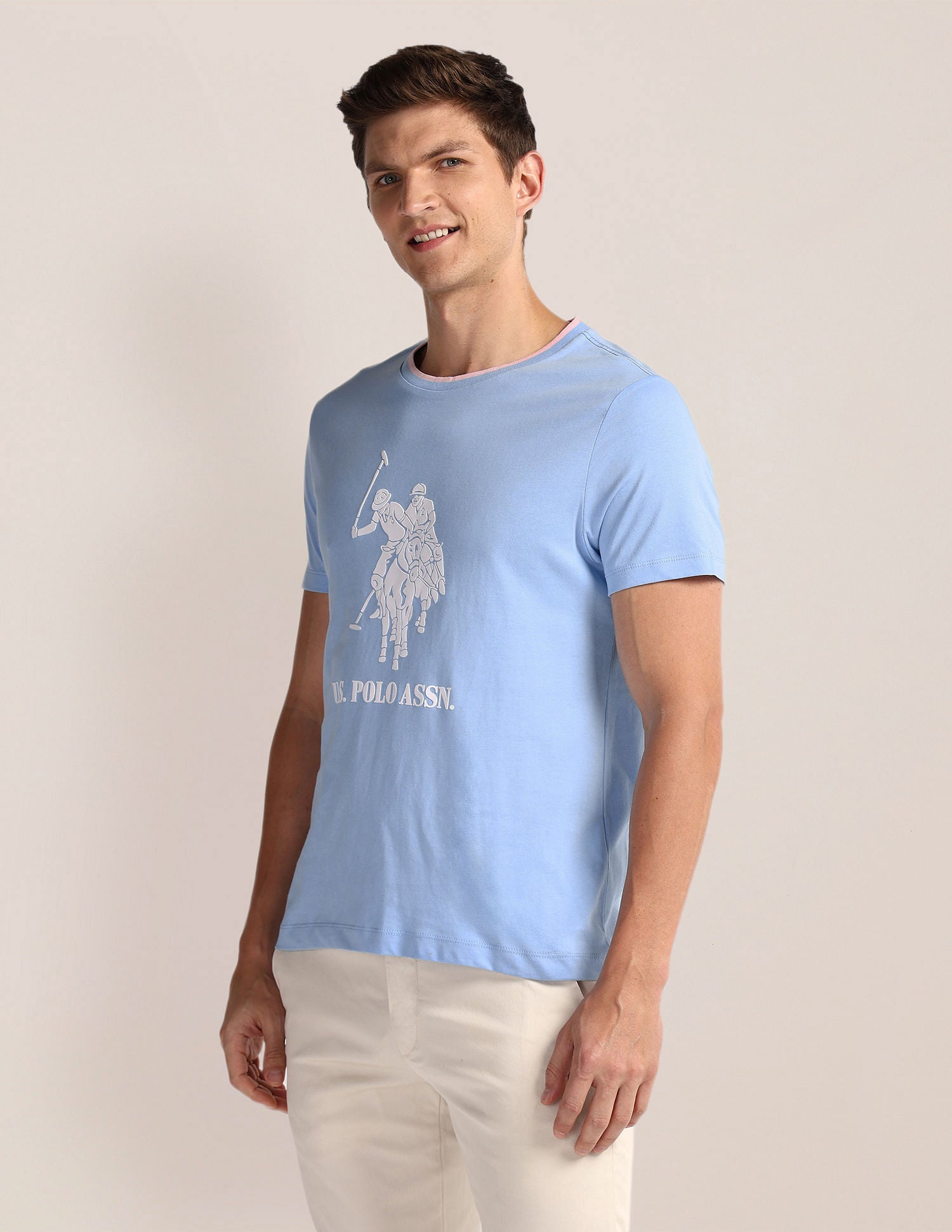 Brand Print Slim T-Shirt Blue - U.S. POLO ASSN. | Large