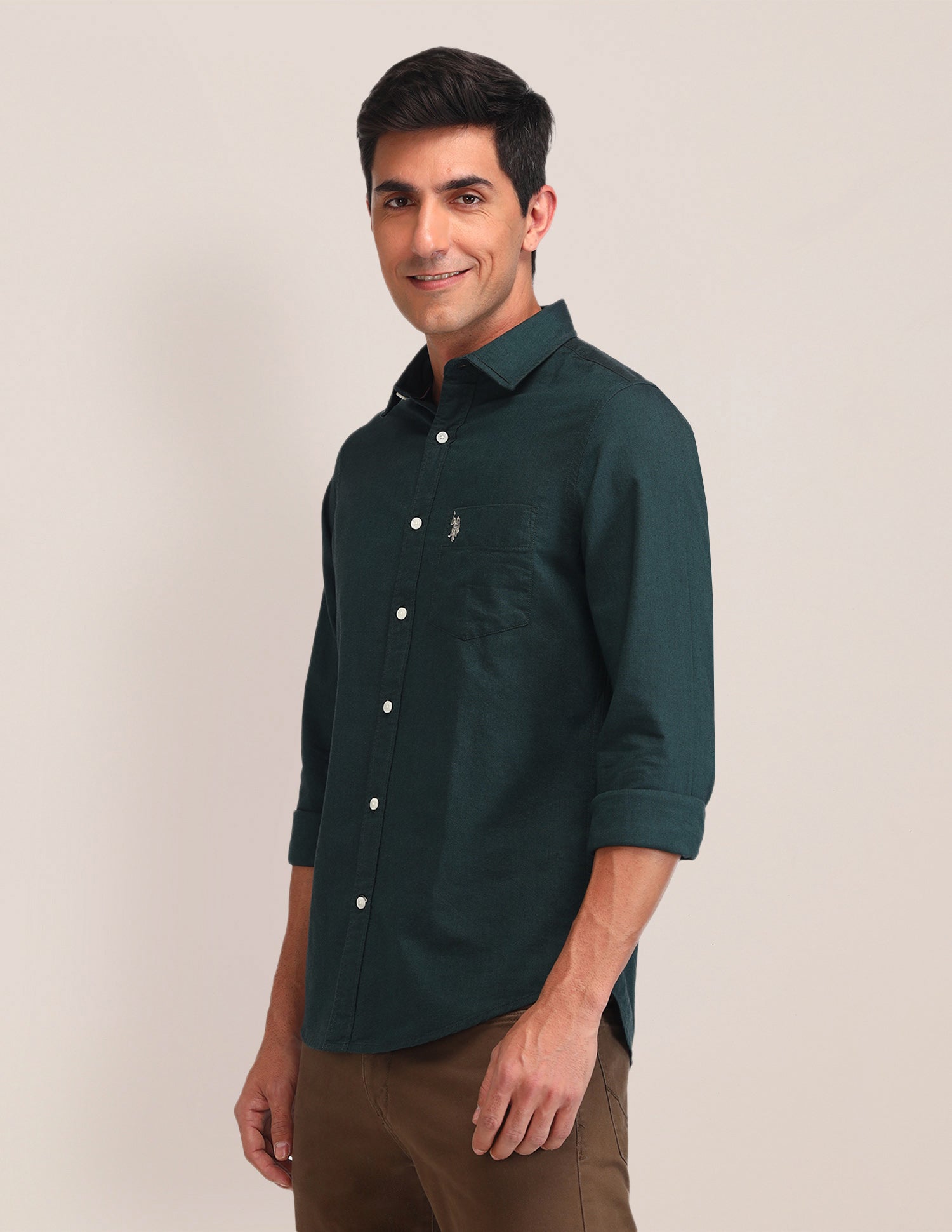 Tailored Fit Oxford Shirt Green - U.S. Polo Assn. India | Large