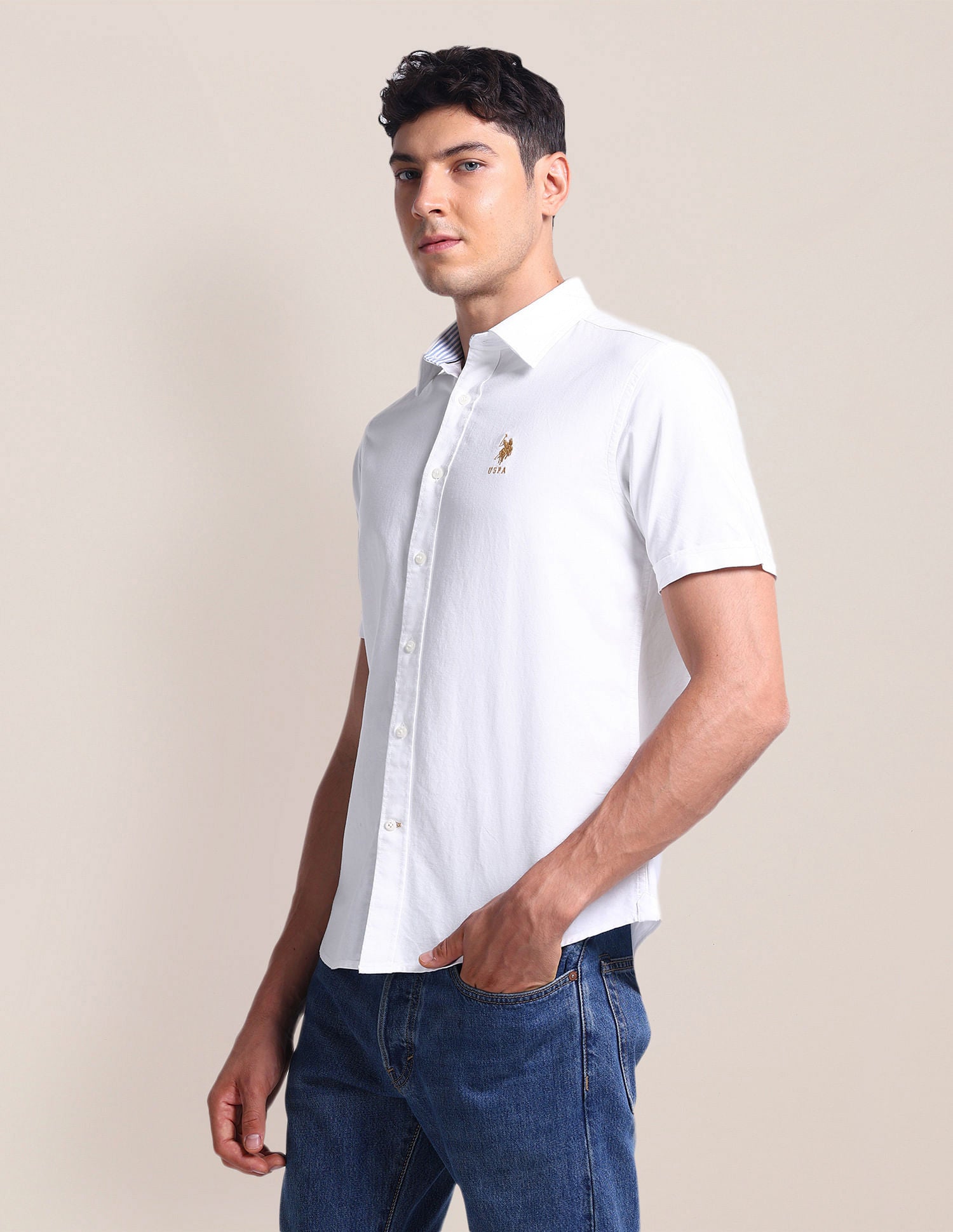 Short Sleeve Solid Shirt White - U.S. POLO ASSN. | Large