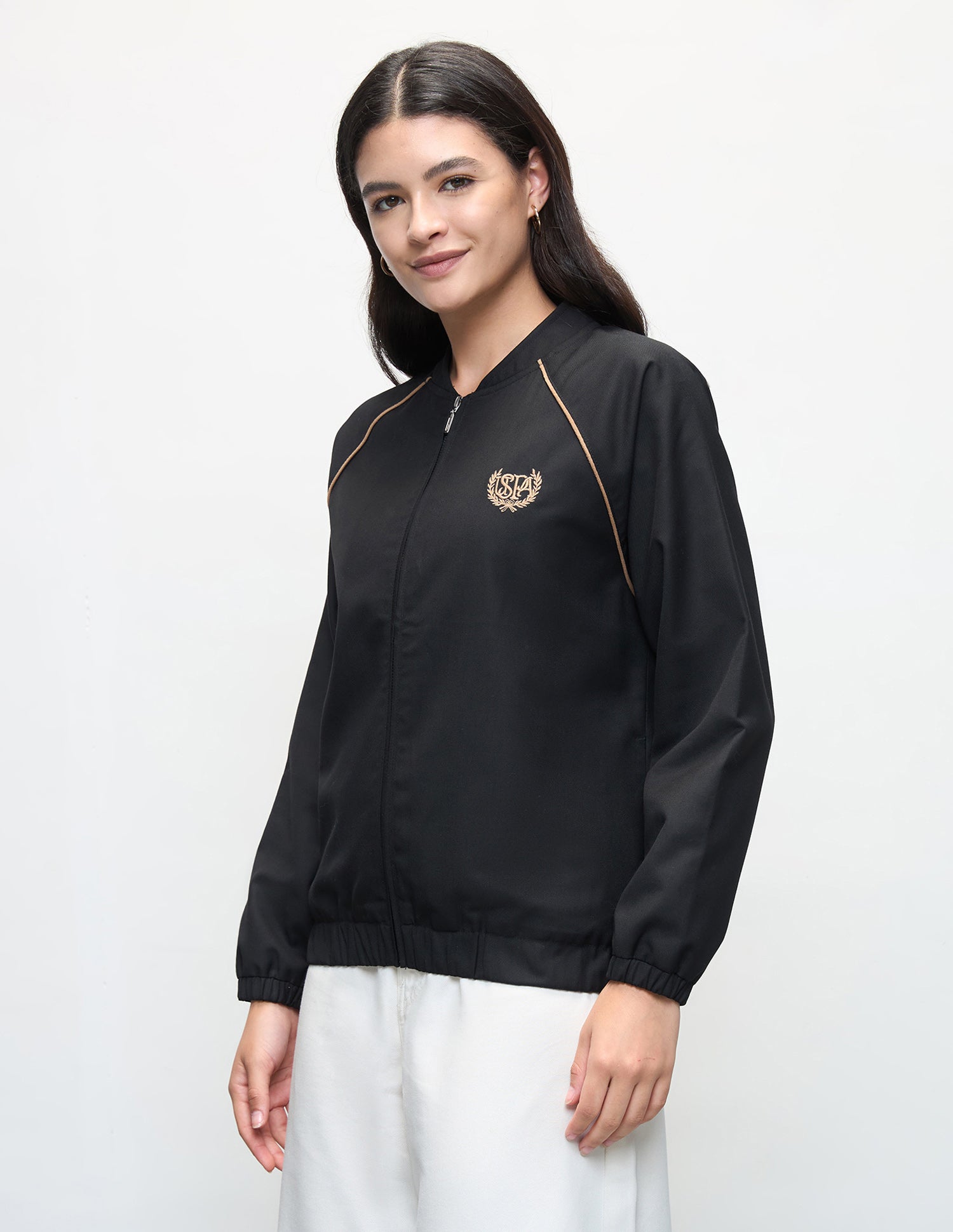 Solid Regular Fit Bomber Jacket Black - U.S. Polo Assn. India | Large