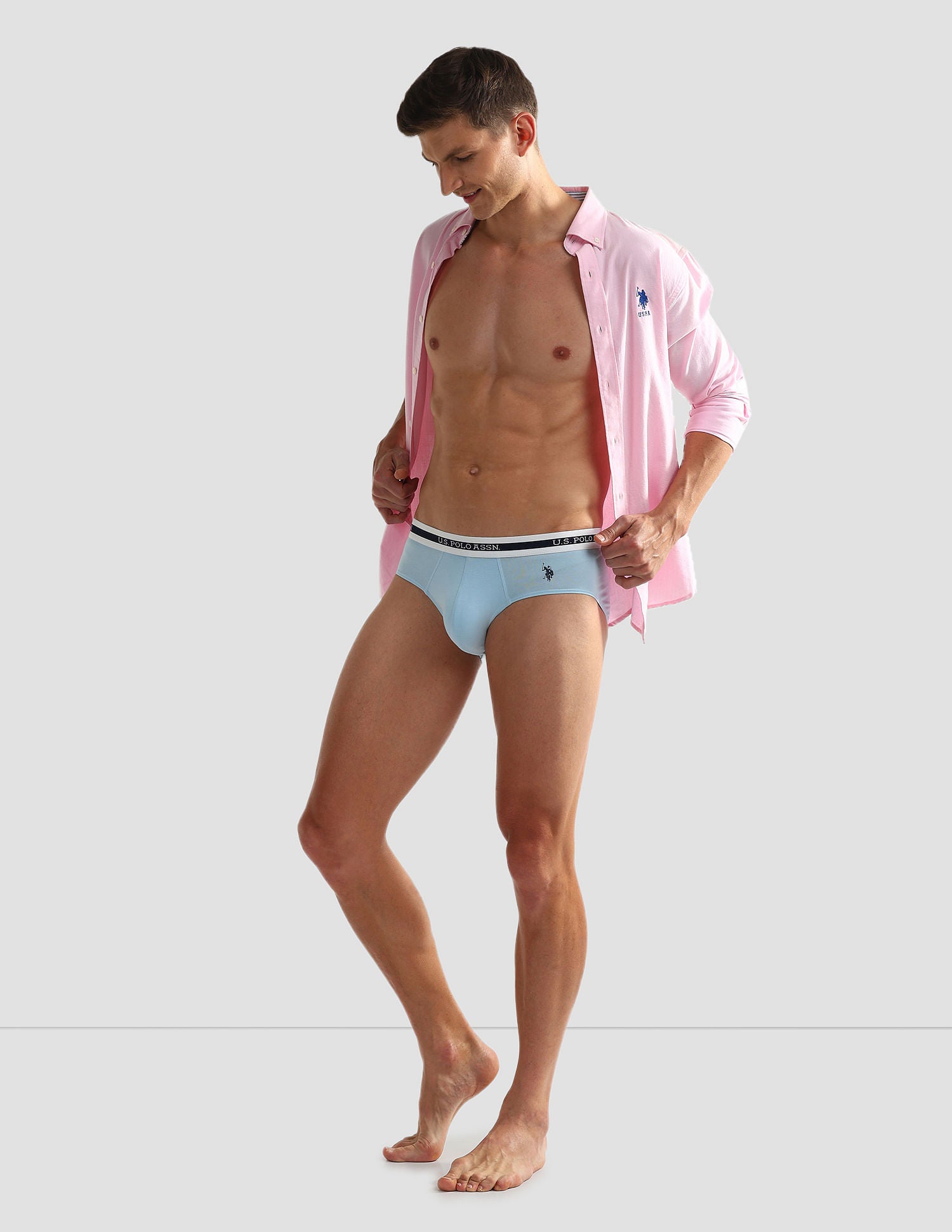 Elasticized Waist OEB09 Briefs - Pack Of 2 Pastel Green and Pastel Blue - U.S. POLO ASSN. | Large