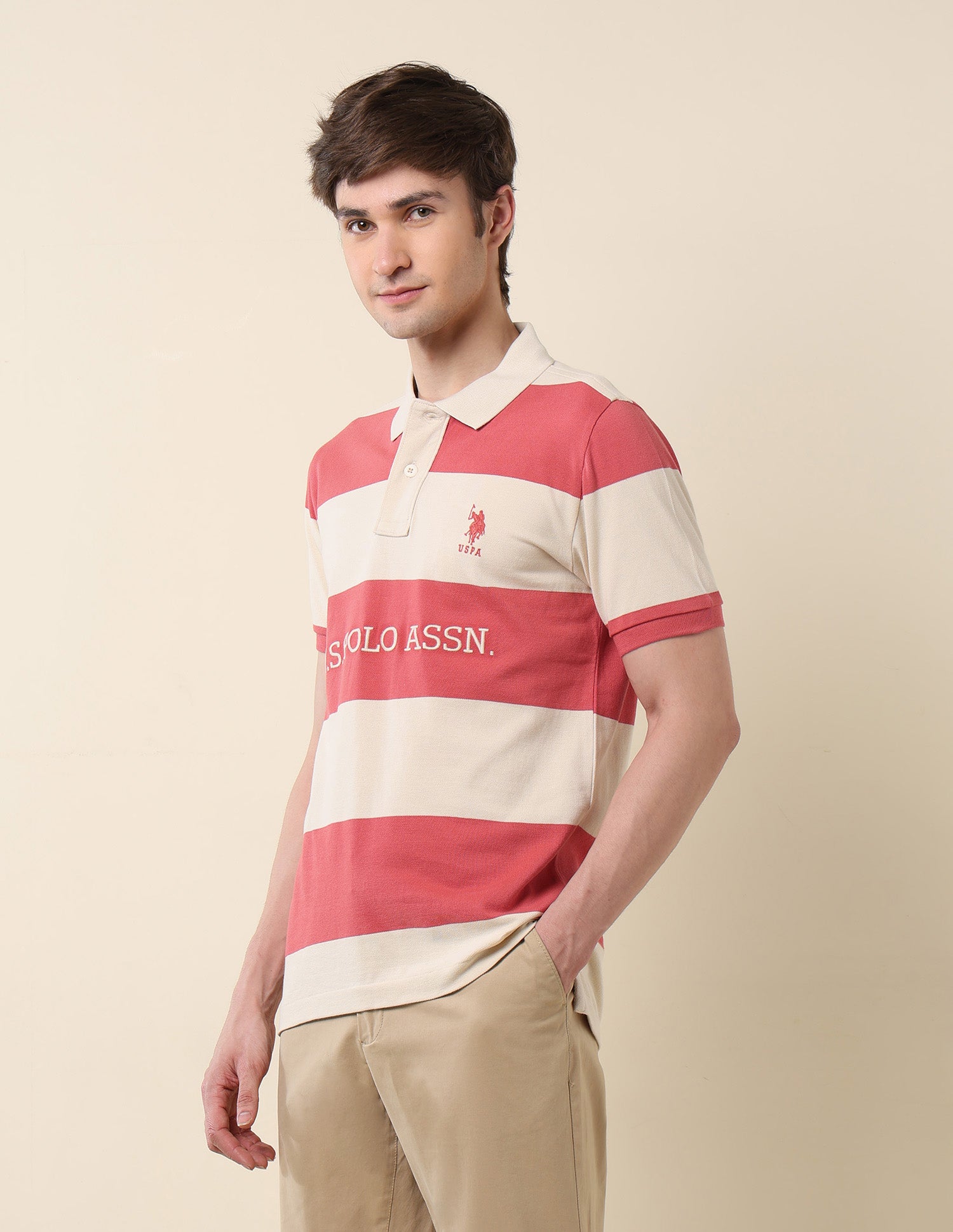Horizontal Striped Classic Polo Shirt Red - U.S. POLO ASSN. | Large