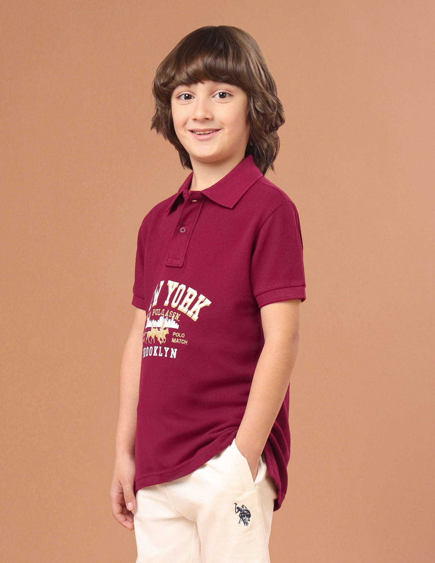 Brand Typographic Regular Fit Polo Shirt Maroon - U.S. Polo Assn. India | Large