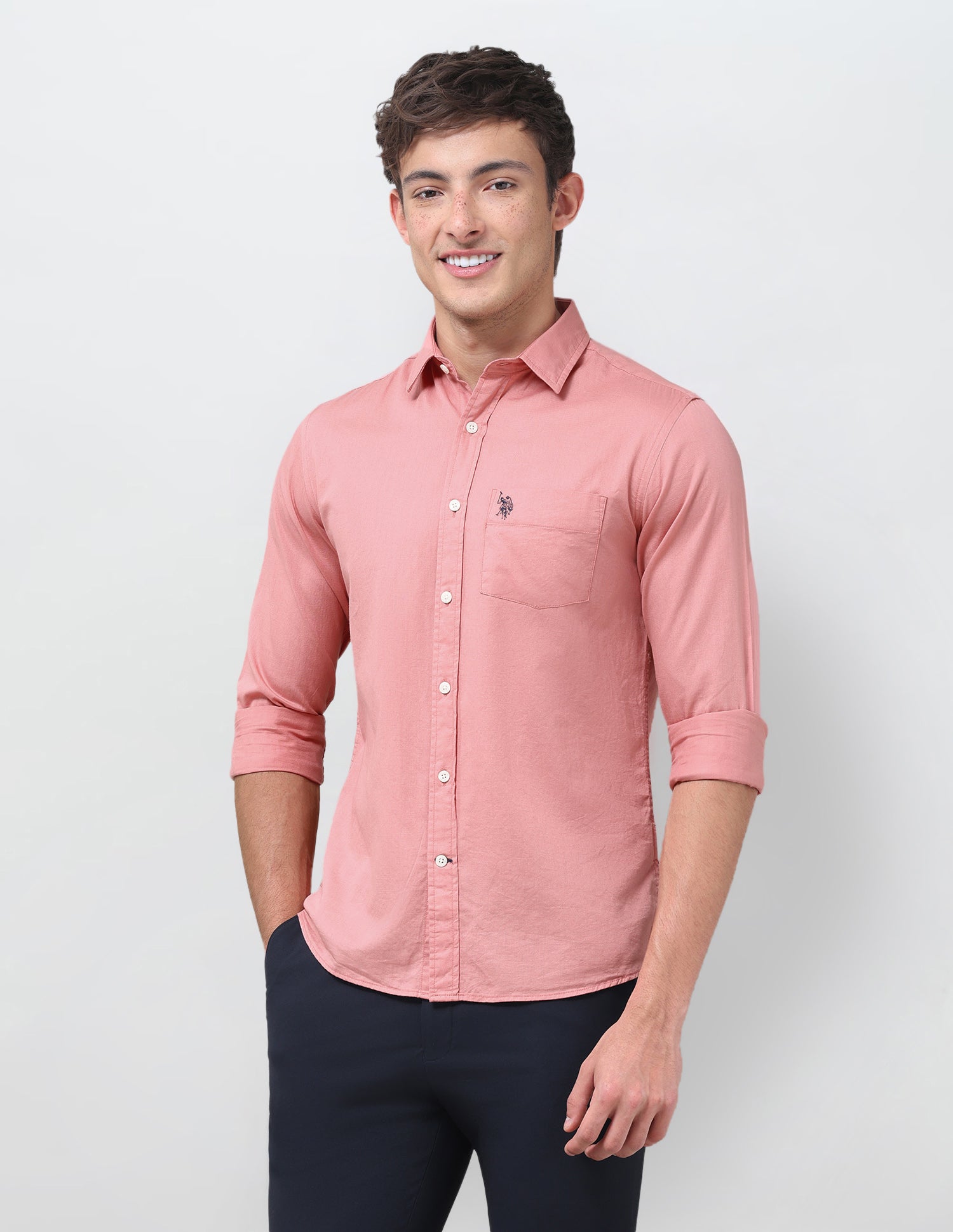 Tailored Fit Twill Shirt Pink - U.S. Polo Assn. India | Large