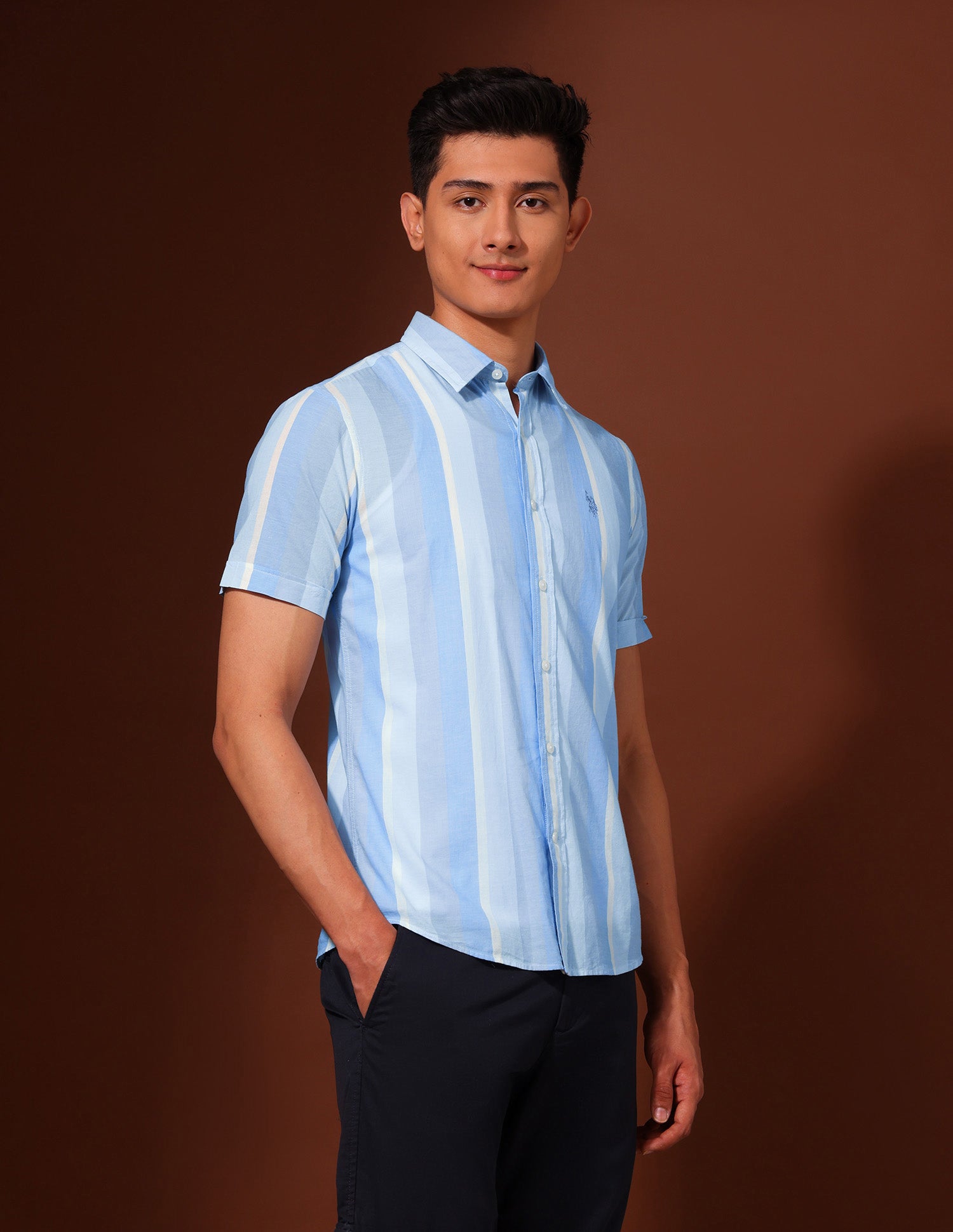 Vertical Striped Tailored Fit Shirt Blue - U.S. Polo Assn. India | Large