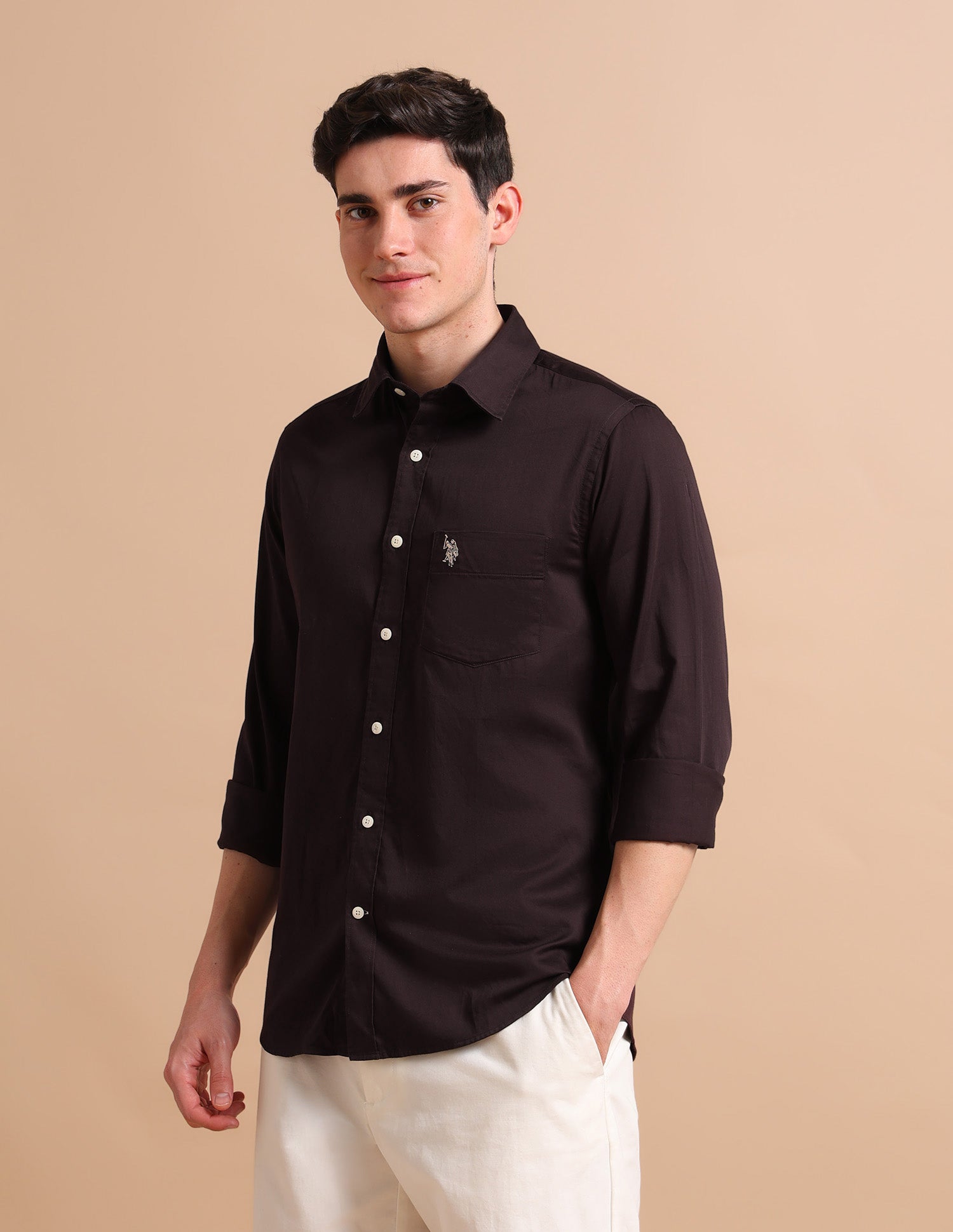 Evening Satin Shirt Brown - U.S. POLO ASSN. | Large