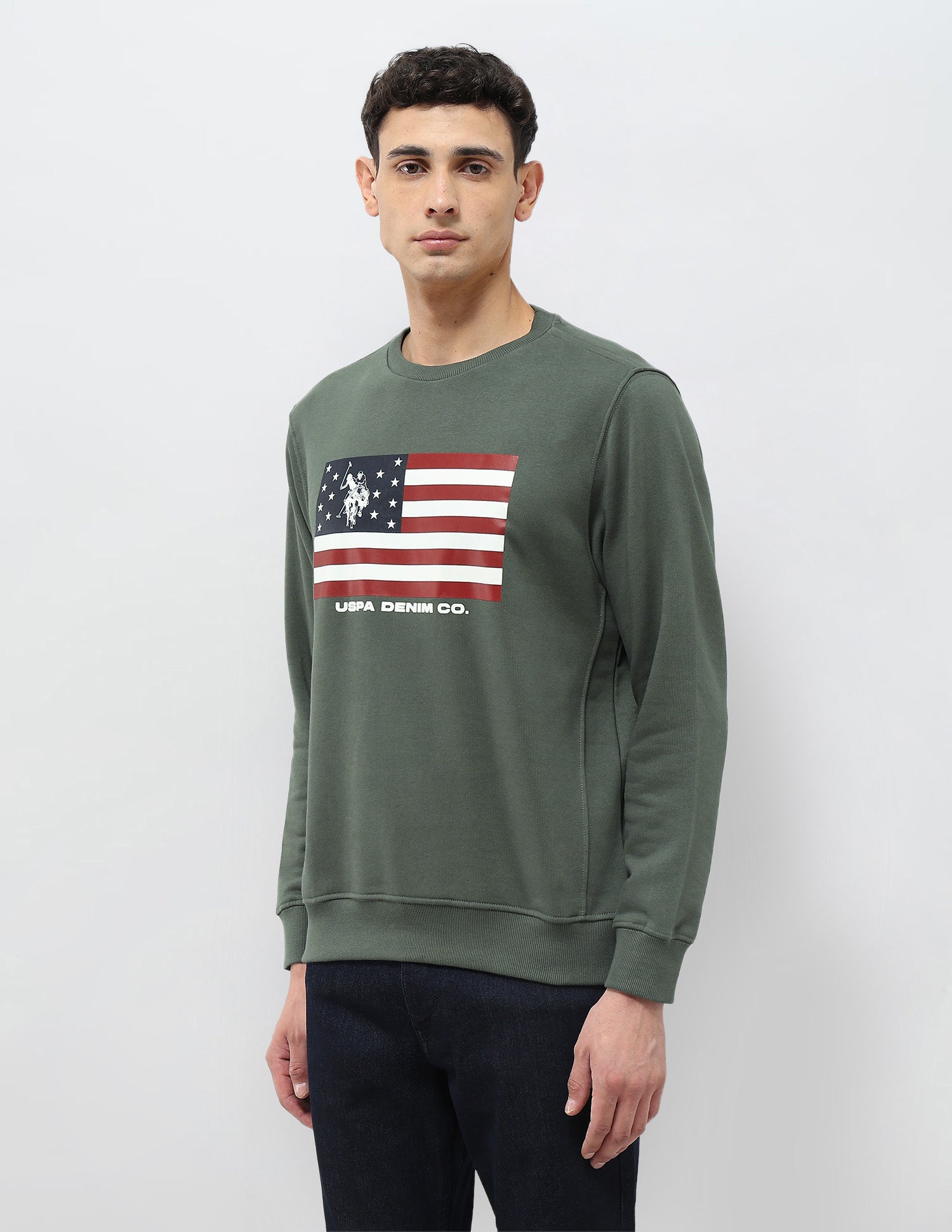 Graphic Printed Regular Fit Sweatshirt Olive - U.S. POLO ASSN. | Large
