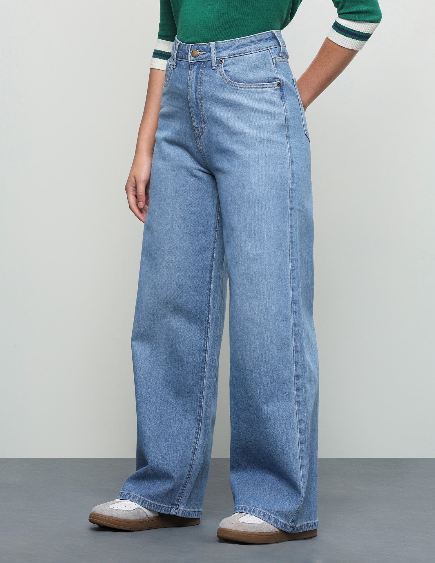Whiskered Wide Leg Fit Jeans Blue - U.S. Polo Assn. India | Large
